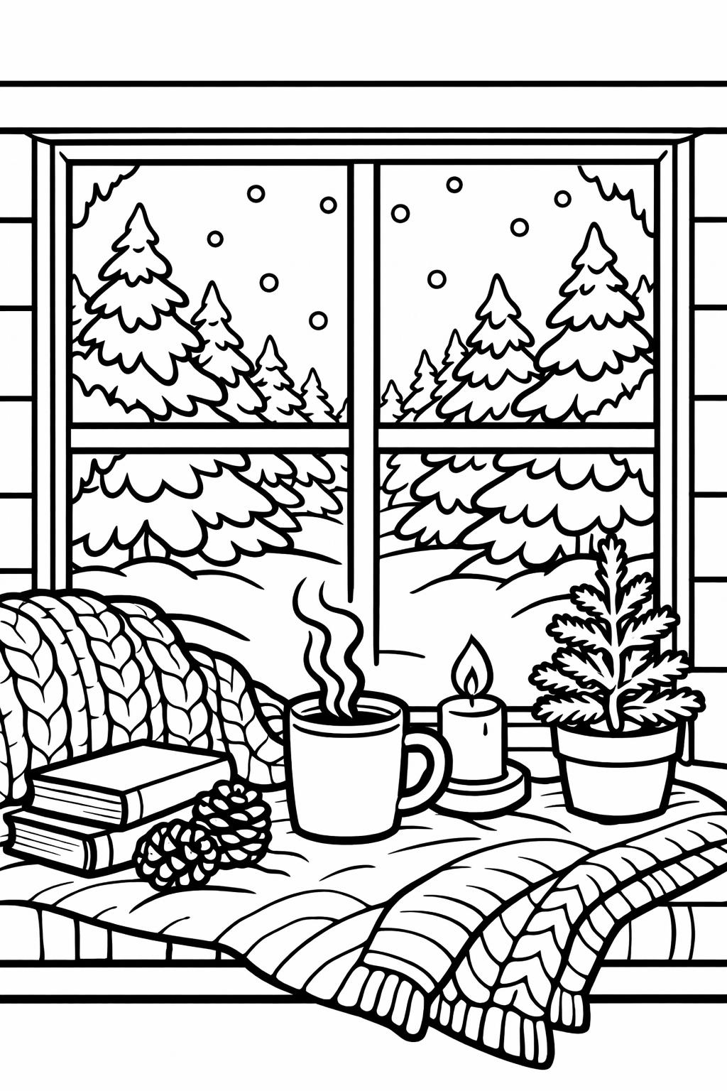 Christmas winter coloring page | festive snowy design | printable holiday activity