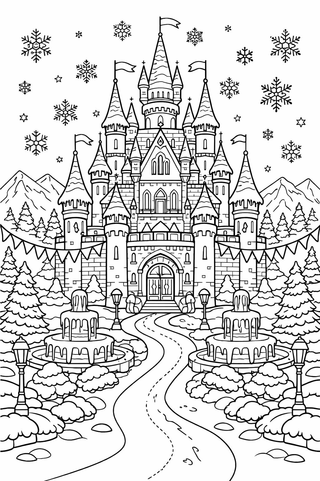 sledding coloring page | snowy winter fun | family printable activity