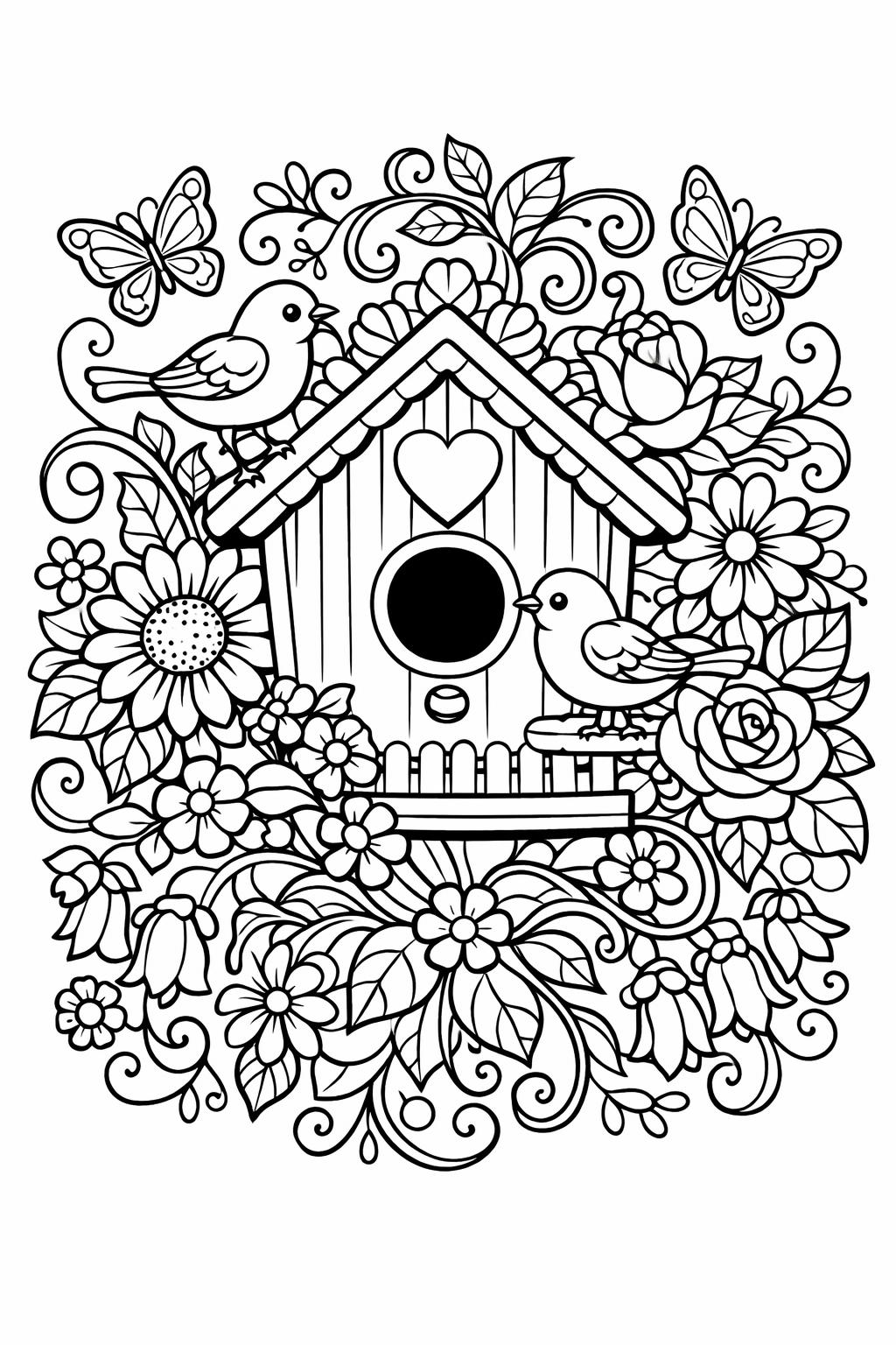 tropical flower coloring page | blooming summer illustration | relaxing nature artwork