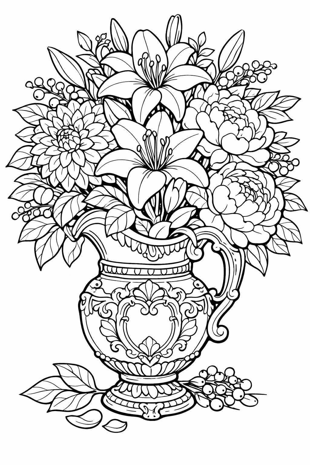 peony coloring page | detailed bloom illustration | relaxing flower artwork