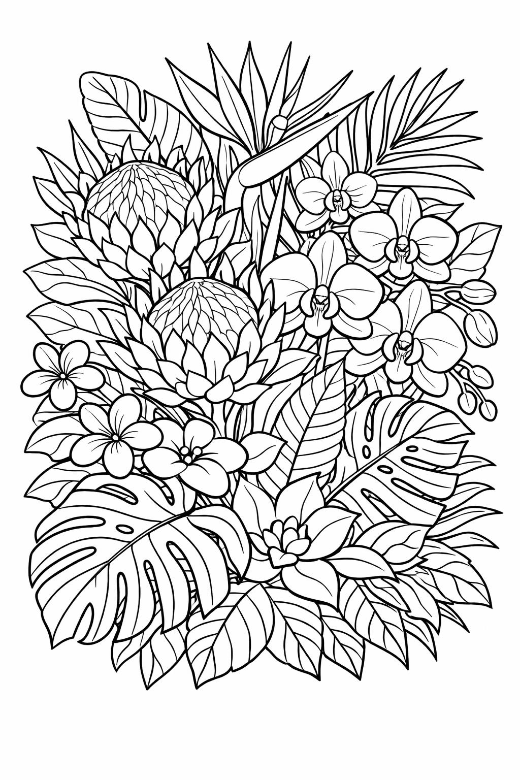 floral coloring page | beautiful flower illustration | botanical coloring page