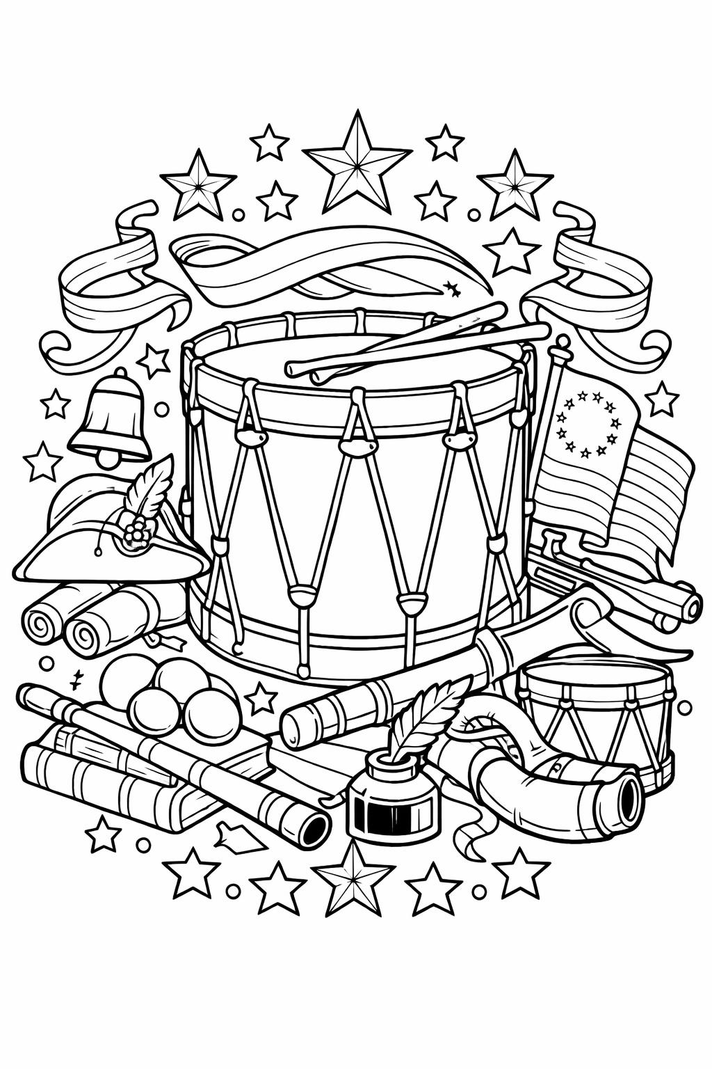 USA themed coloring page | patriotic illustration | fun holiday activity