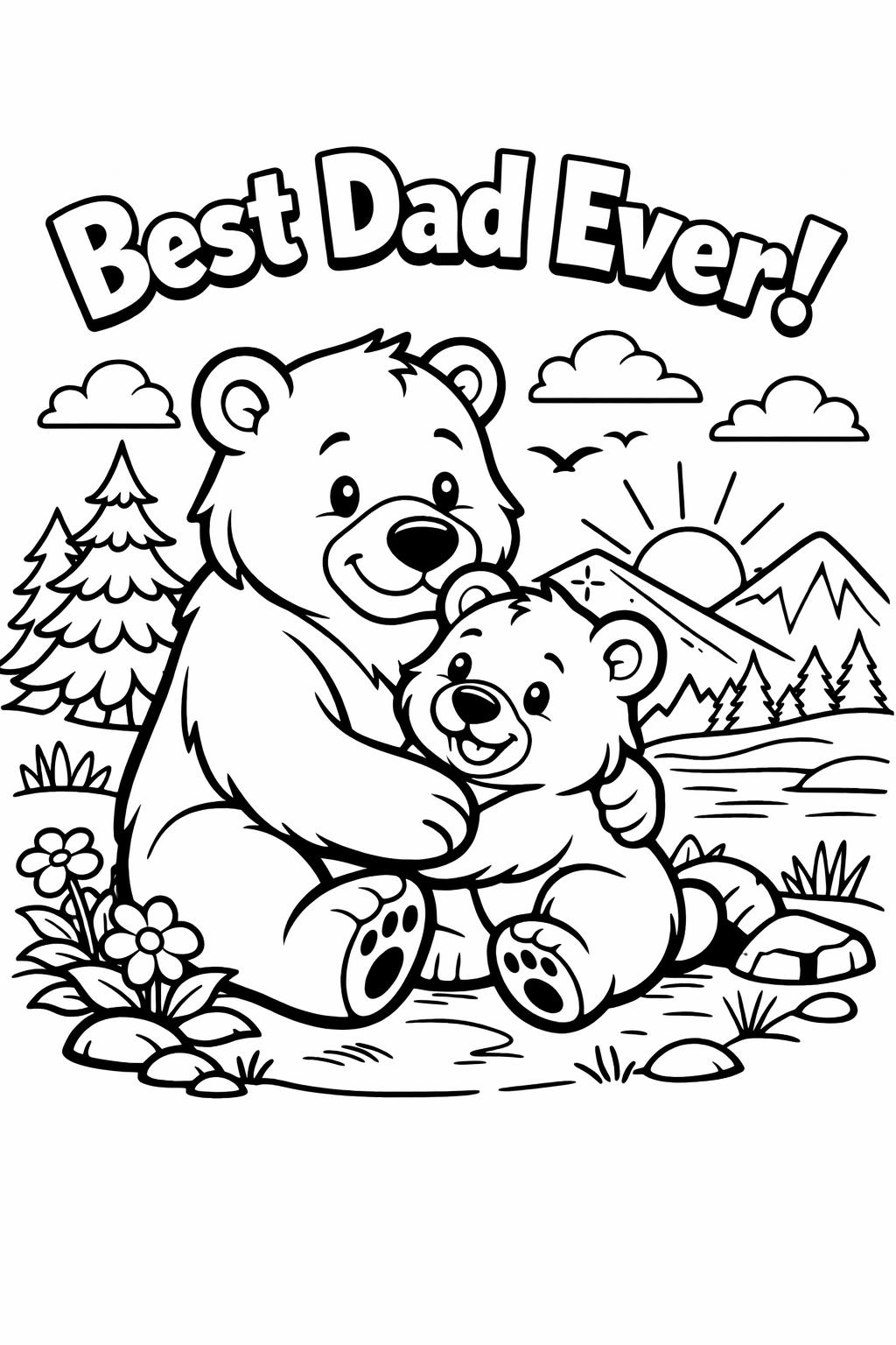 dad car coloring page | driving scene art | kids fathers day coloring