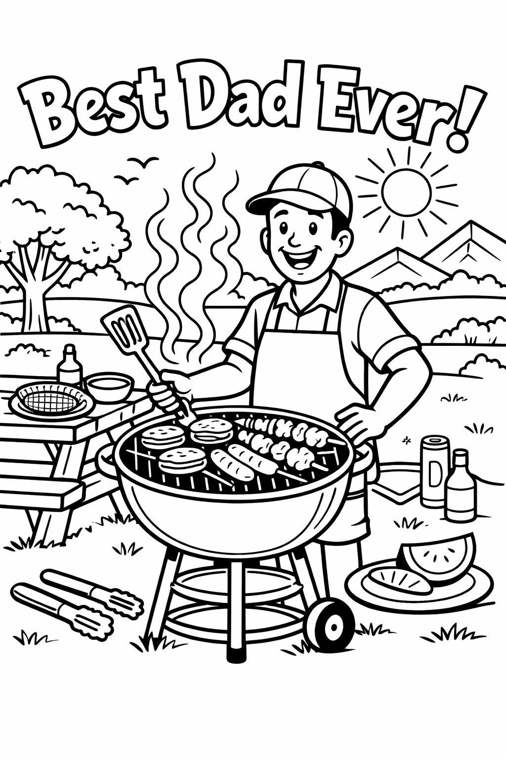 dad and son coloring page | family bonding scene | fathers day kids art