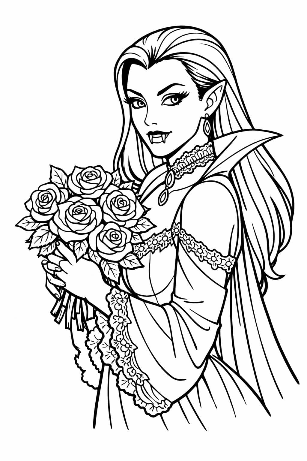 spring flowers mom coloring | mothers day cute page | simple mom doodle