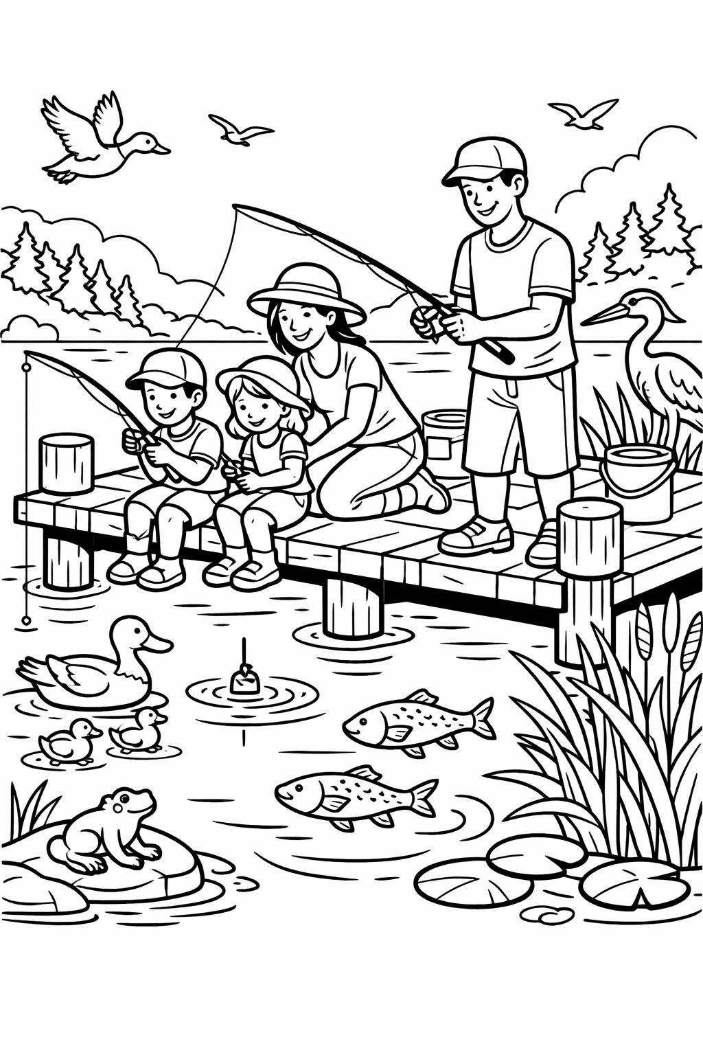 picnic coloring page | outdoor summer gathering | cheerful seasonal artwork