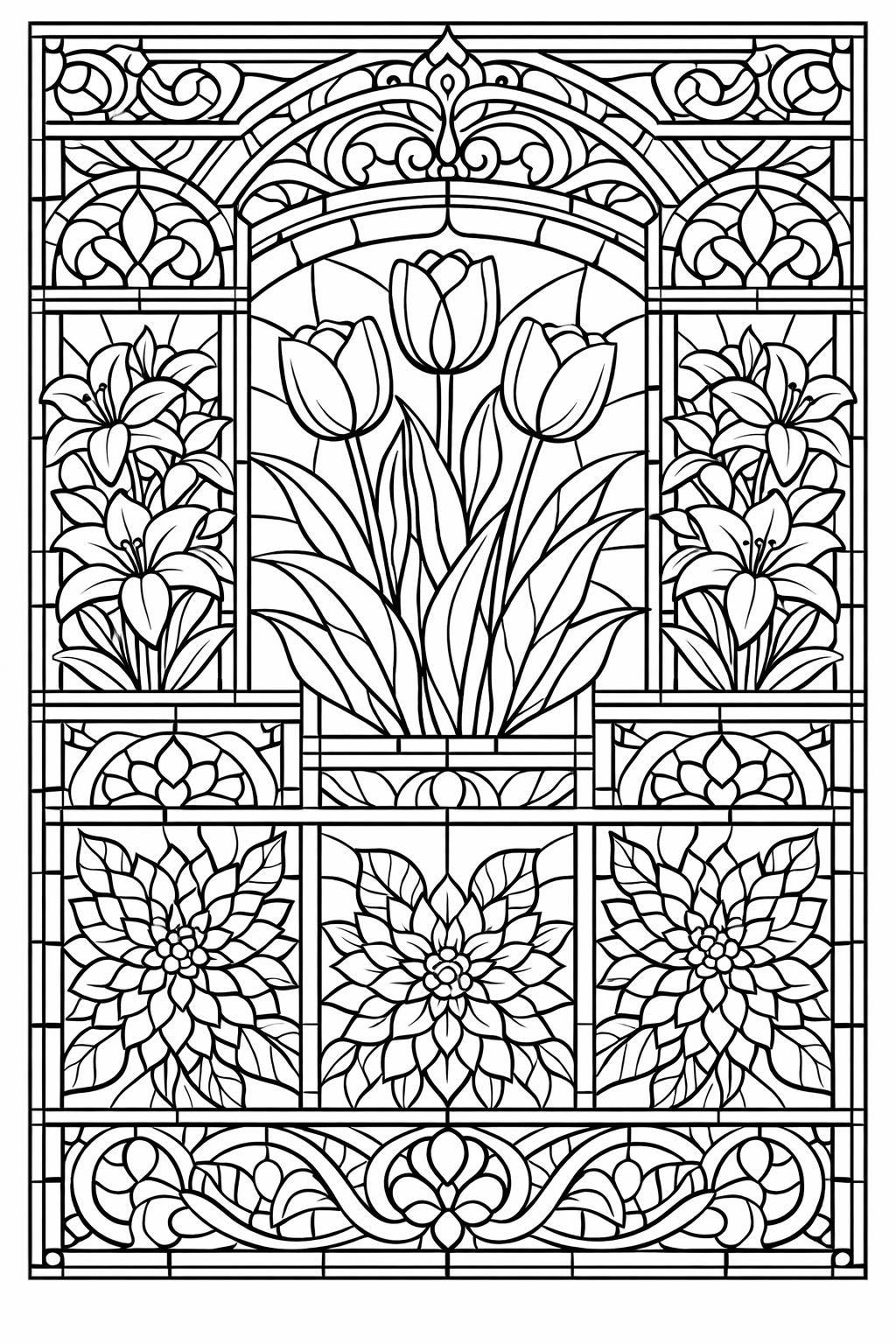 artistic flower coloring page | creative floral illustration | adult coloring sheet