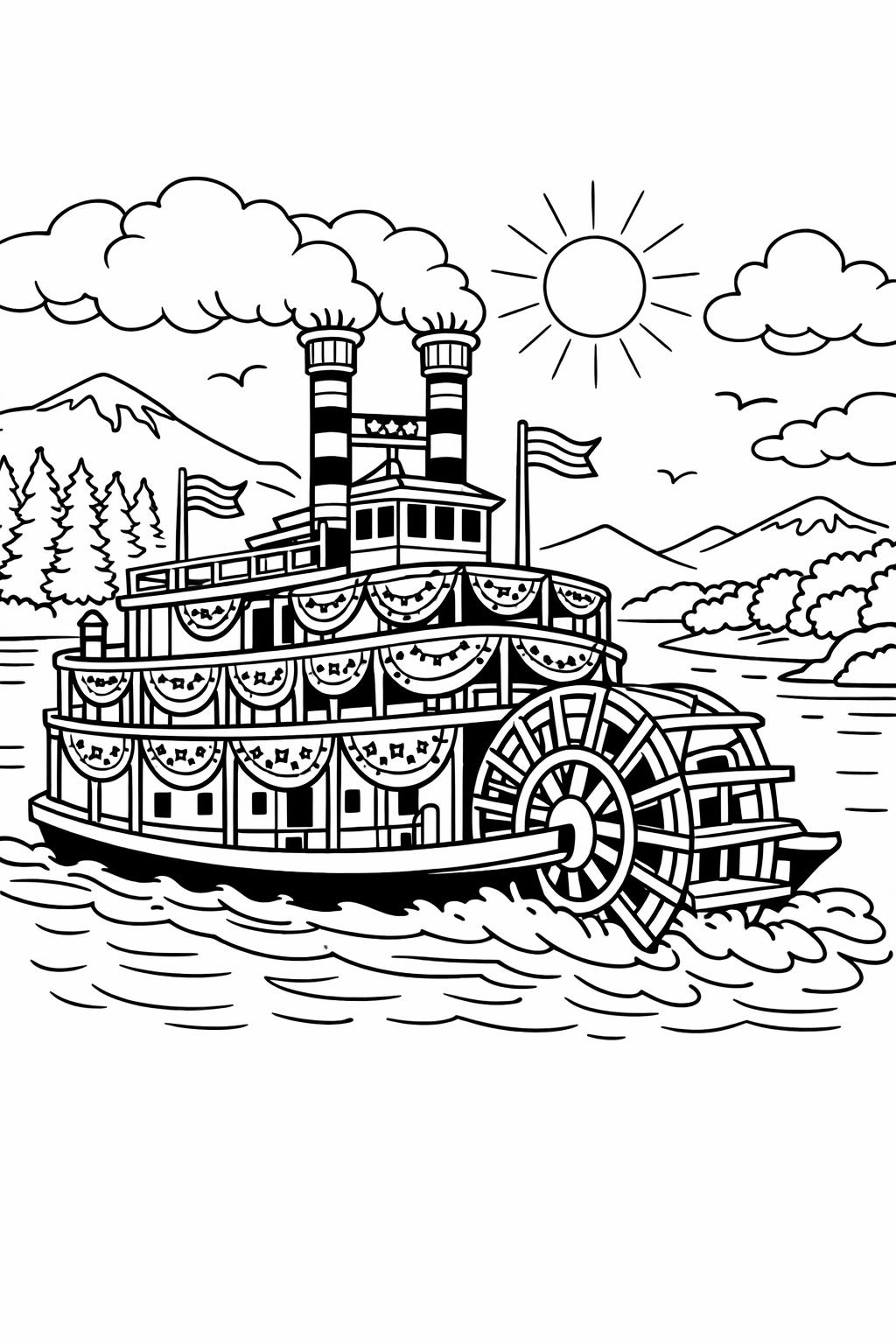 patriotic banner coloring page | festive celebration design | printable coloring sheet