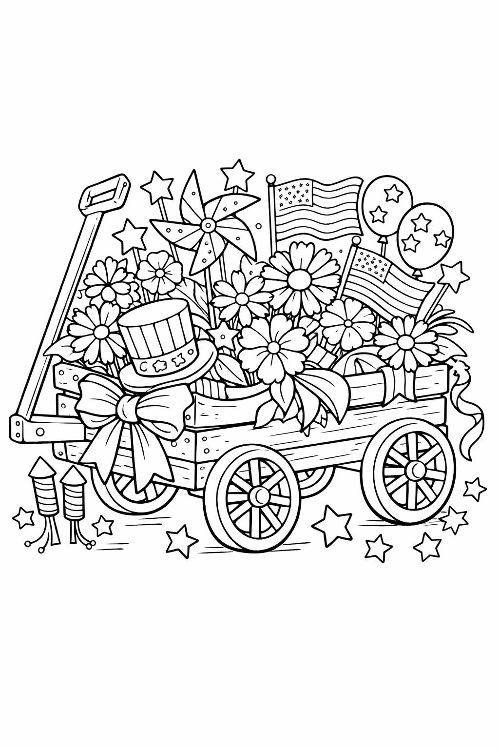 Fourth of July coloring page | festive holiday artwork | printable celebration page