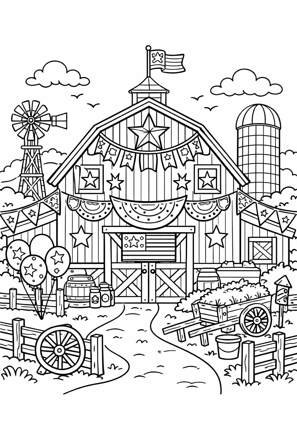 patriotic wreath coloring page | decorative holiday design | printable coloring sheet