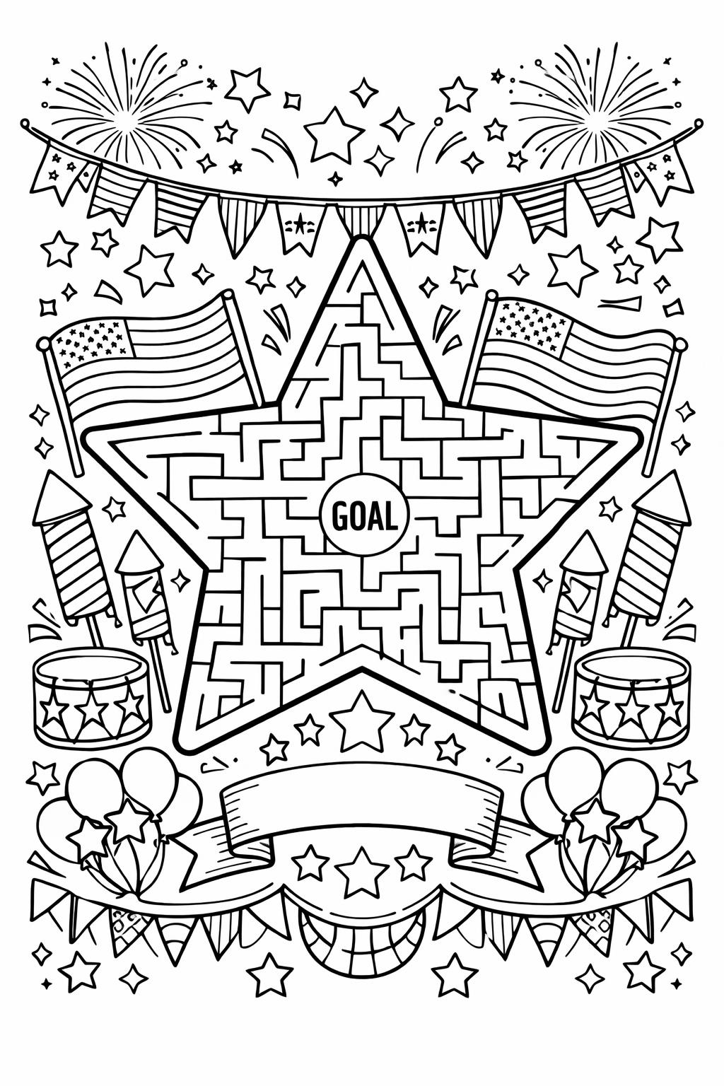 American flag coloring page | patriotic symbol illustration | holiday coloring sheet