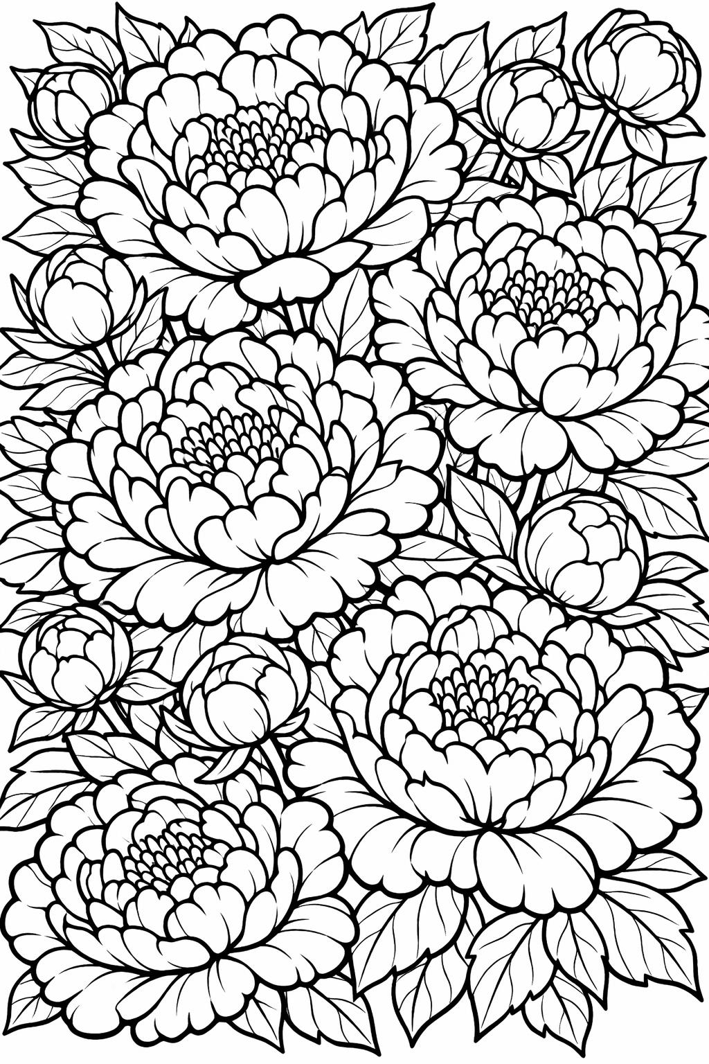 flower garden coloring page | outdoor floral scenery | peaceful nature design