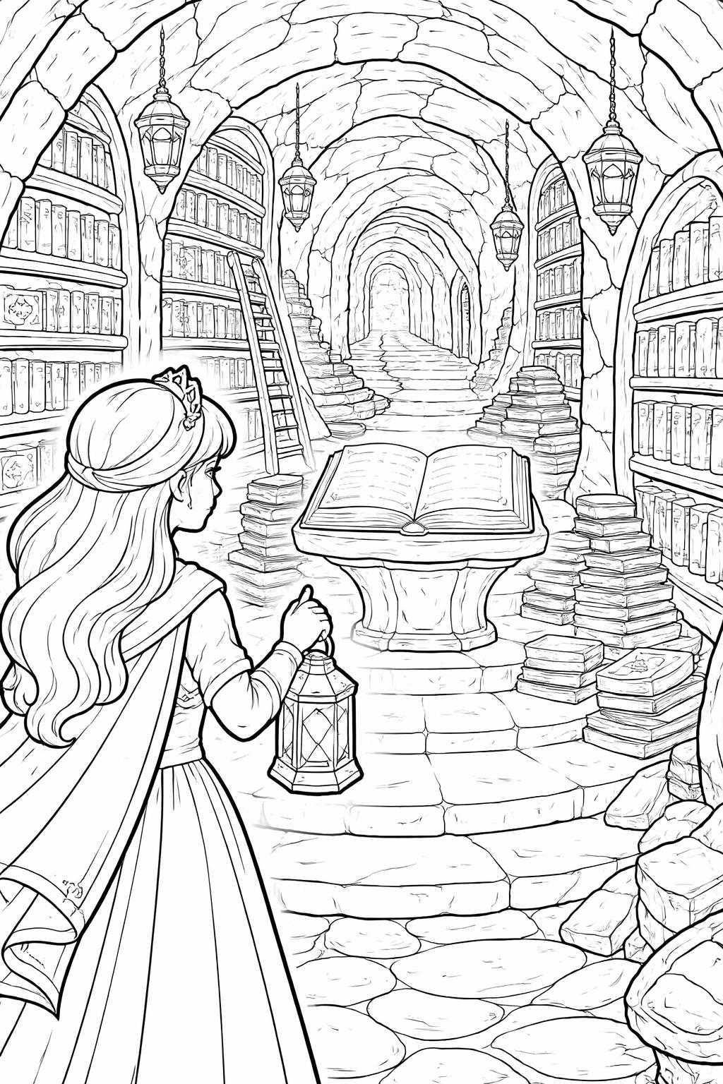 princess and unicorn coloring page | whimsical fantasy adventure | printable kids activity