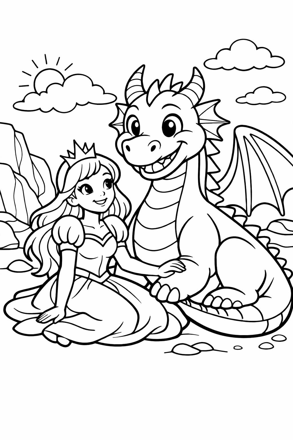 princess ball gown coloring | detailed dress pattern | elegant princess outfit page