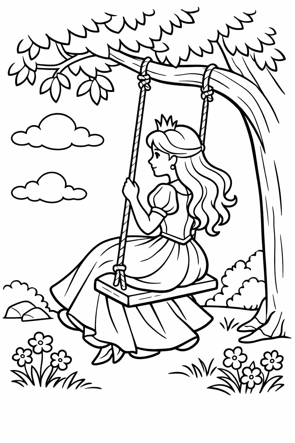 princess garden coloring | flowers and princess art | nature princess coloring page