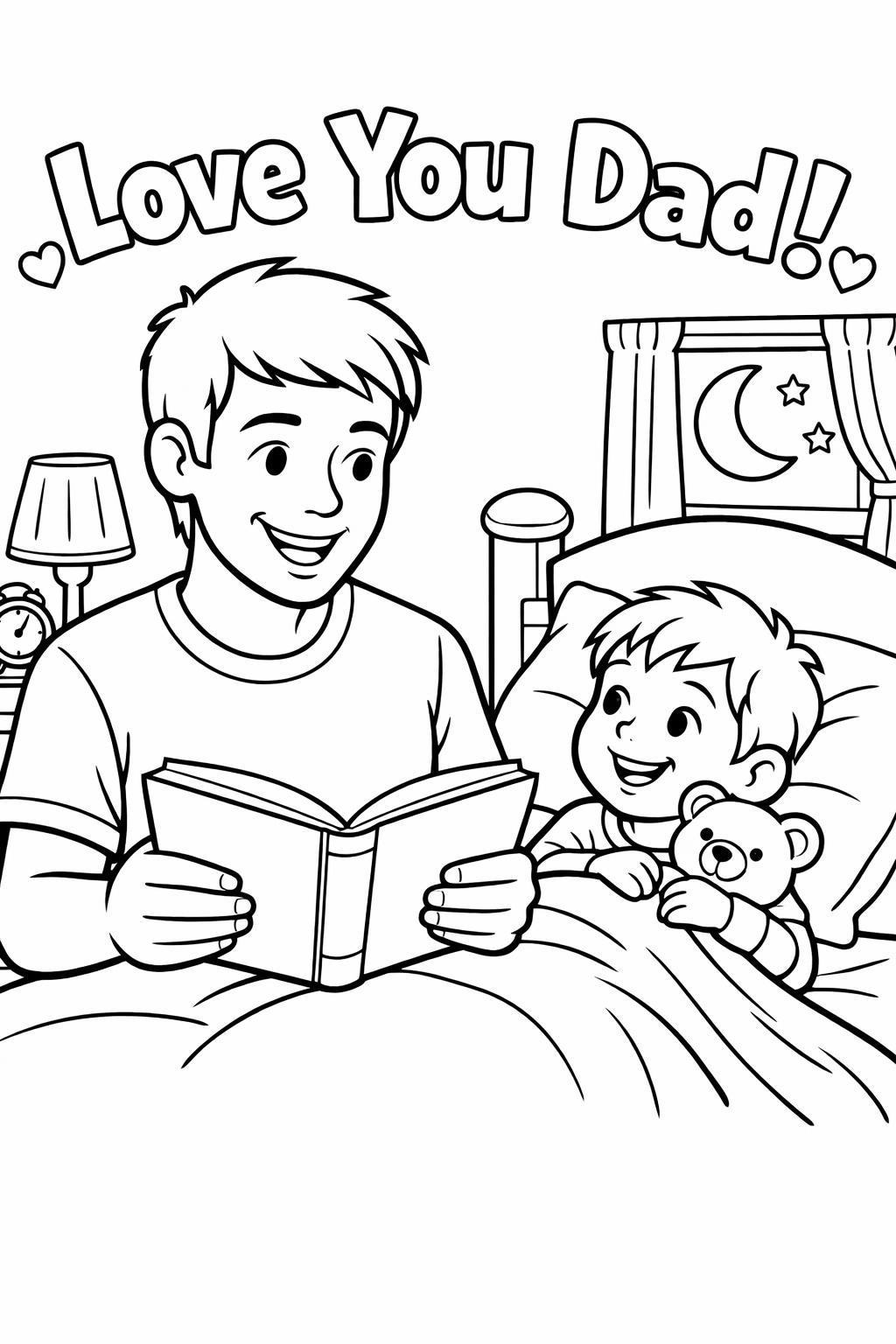 dad bbq coloring page | grilling scene art | summer fathers day coloring