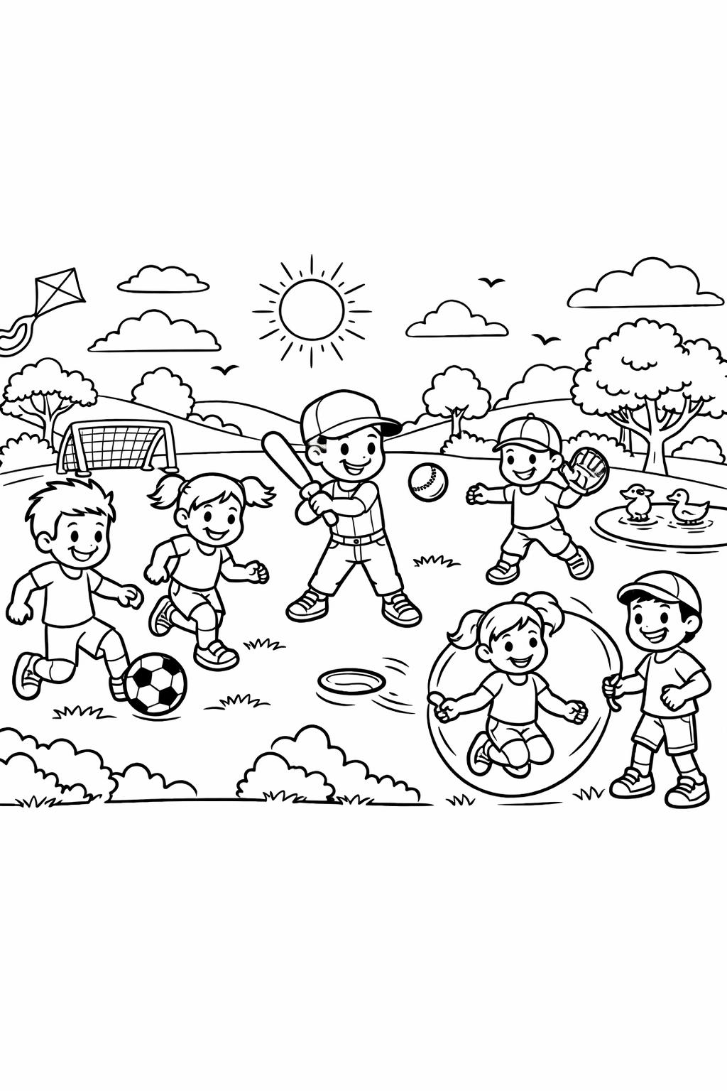 sunshine coloring page | bright summer illustration | cheerful coloring page
