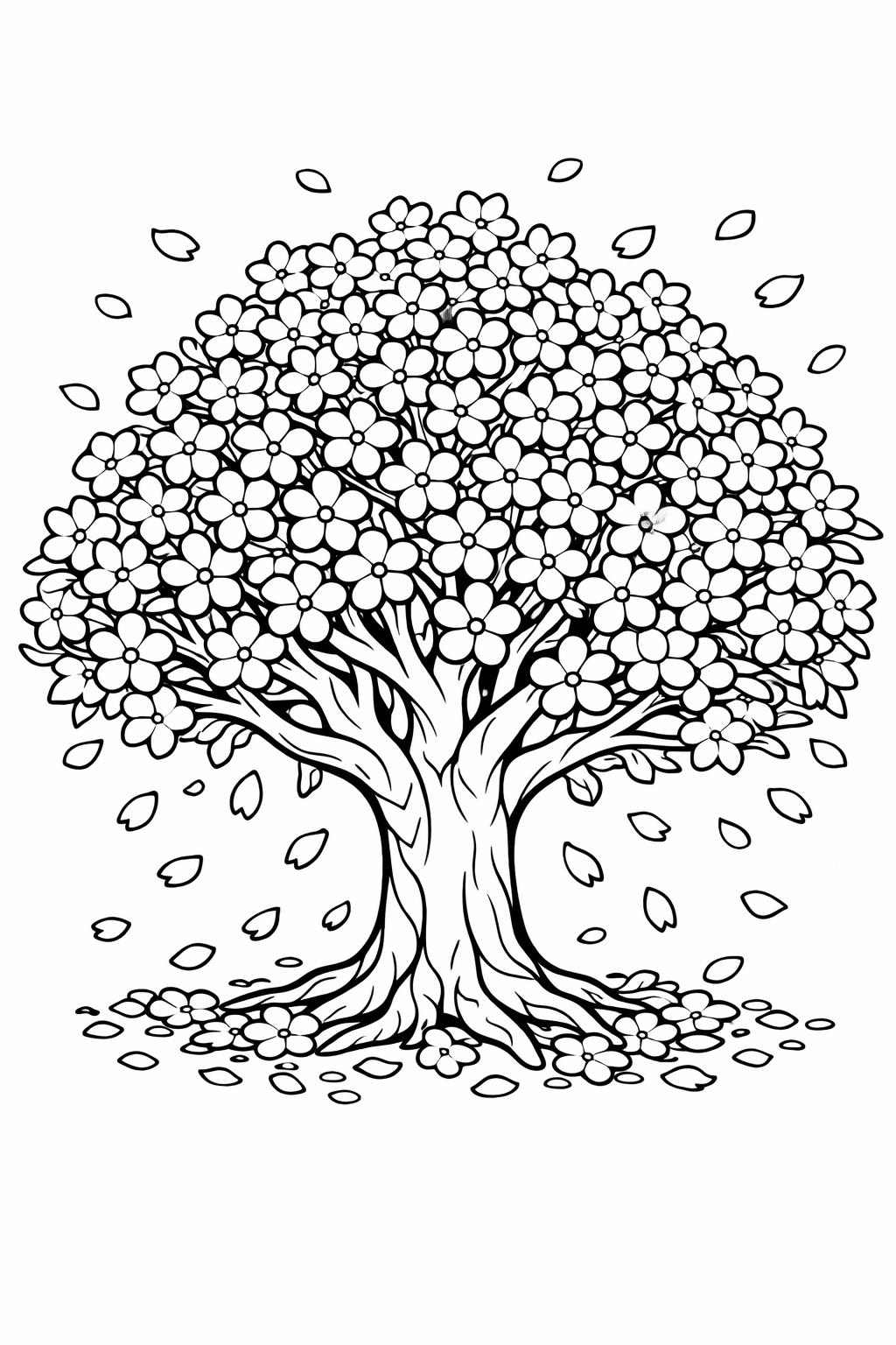spring nature coloring page | trees and blossoms | fresh seasonal design