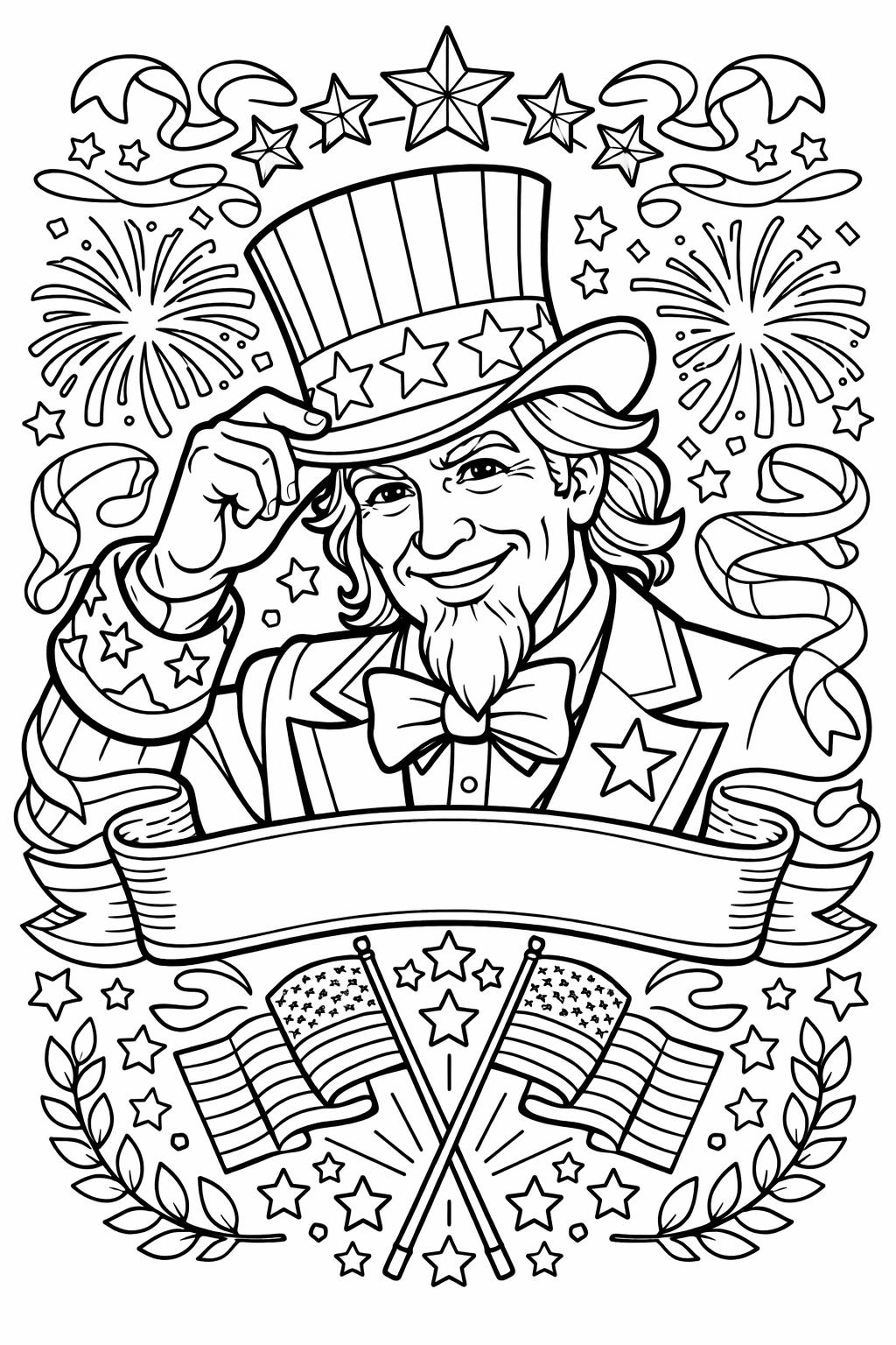 holiday doodle coloring page | playful patriotic sketches | creative coloring sheet