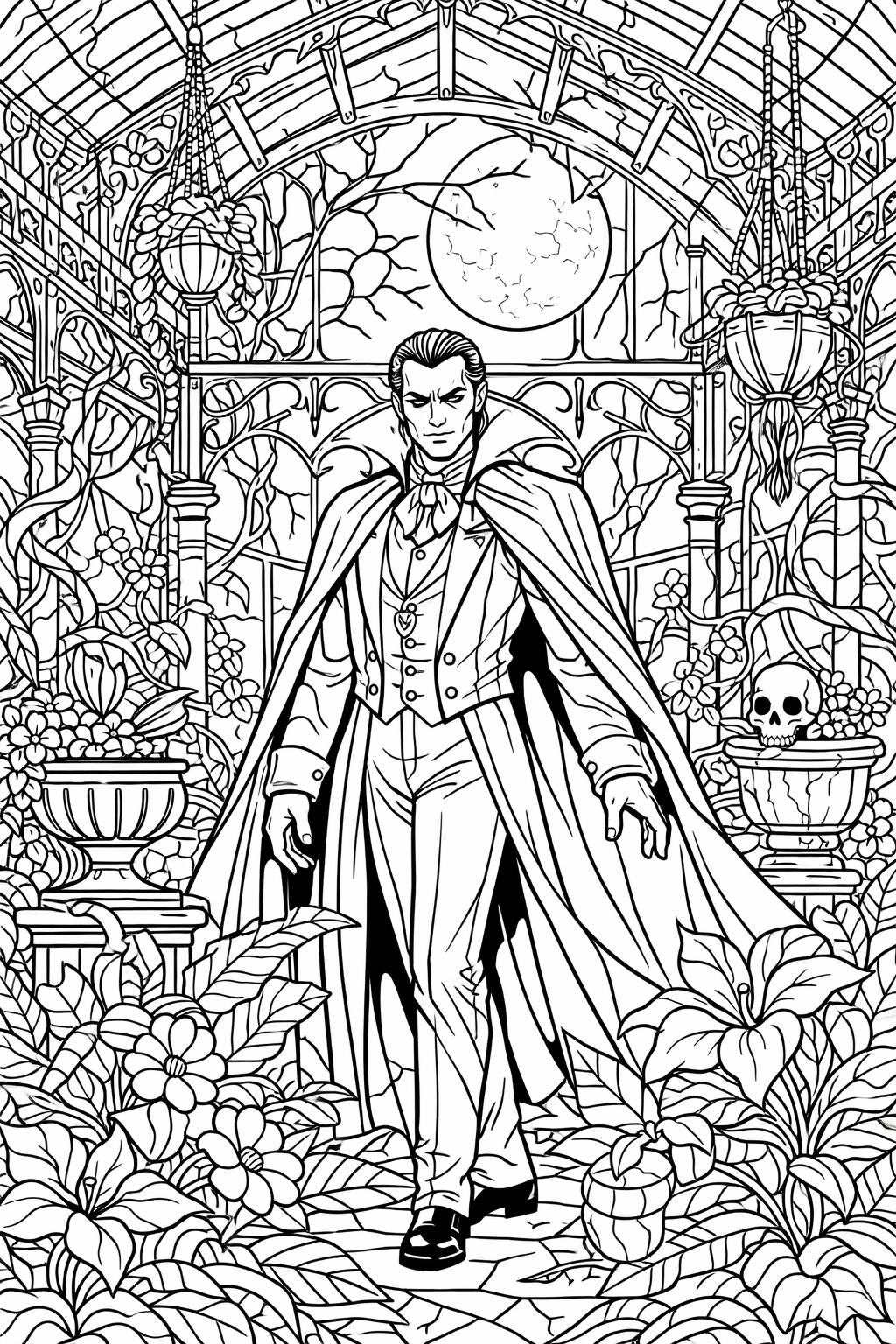 vampire coloring pages for horror fans | free printable gothic designs | spooky adult coloring activity