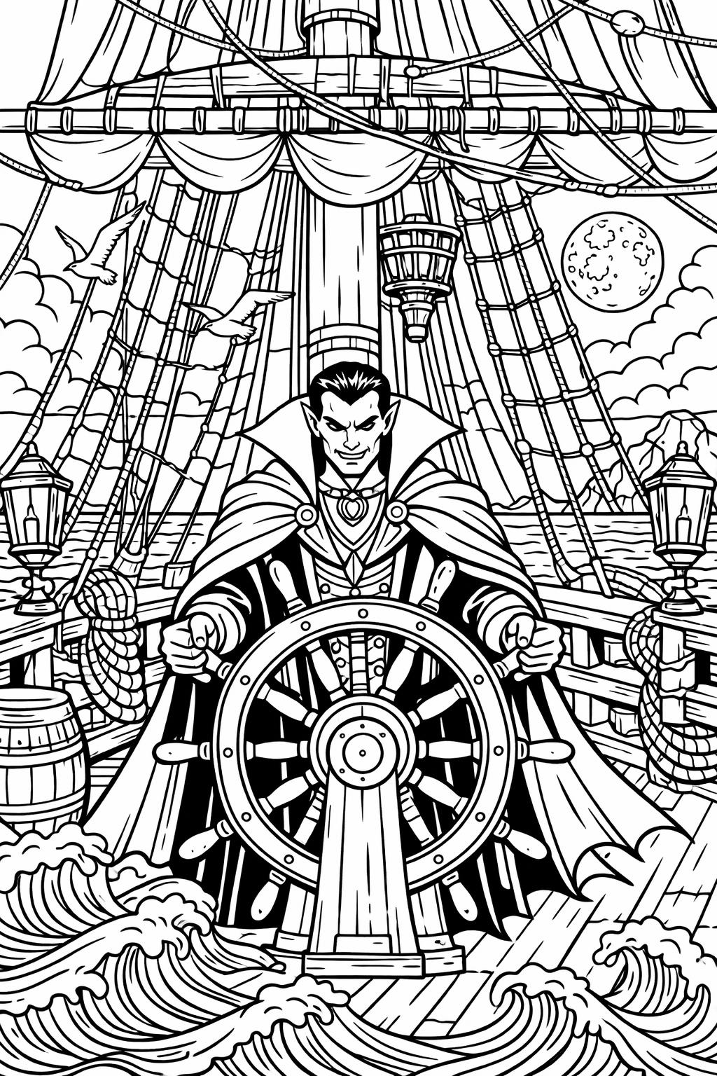 vampire mandala coloring page | intricate gothic design | relaxing adult coloring sheet