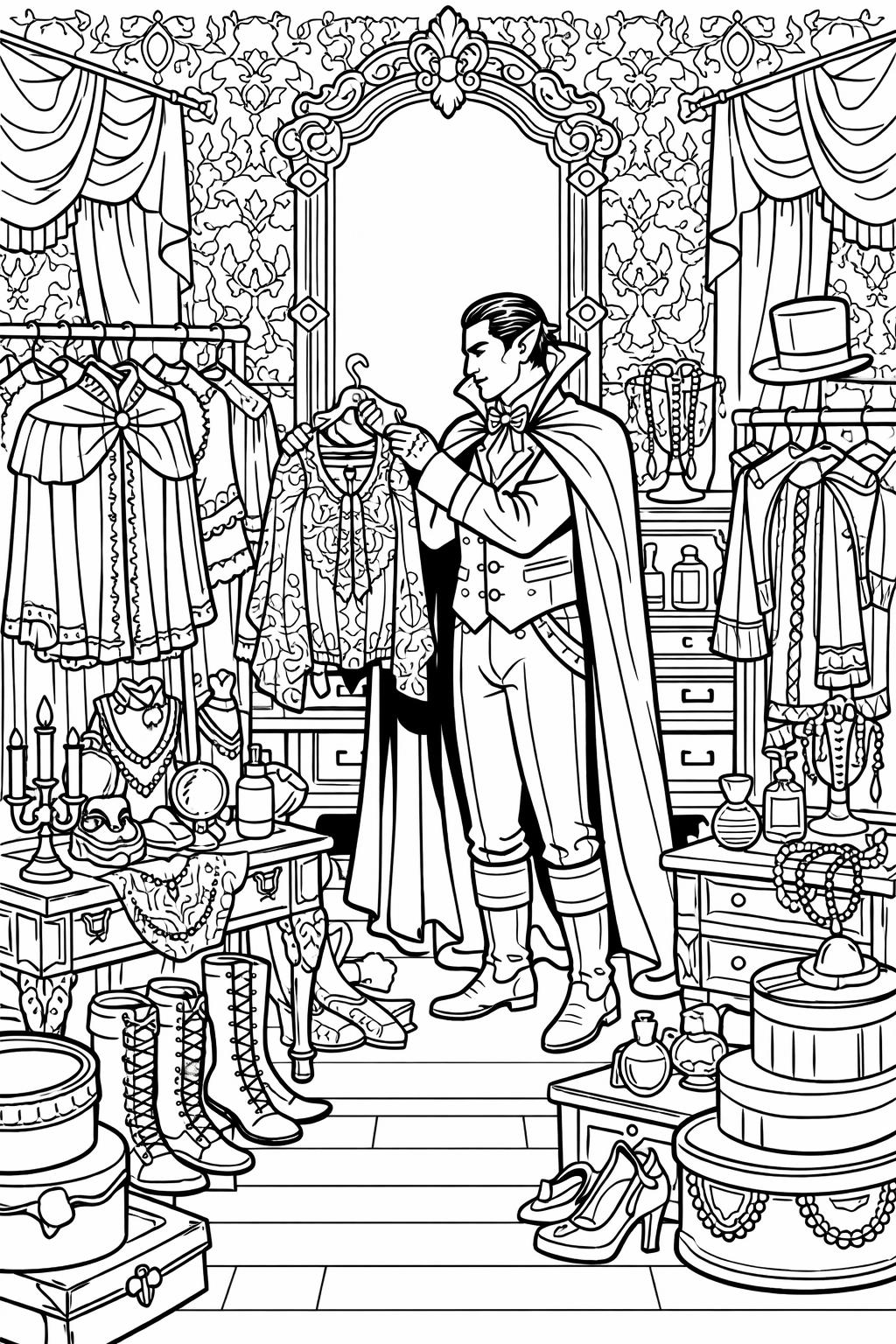 vampire coloring pages for adults | spooky gothic artwork | printable horror coloring sheet