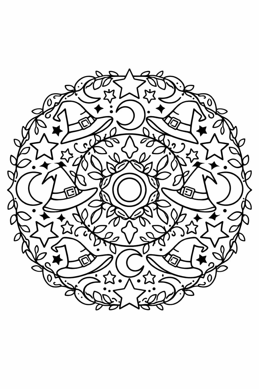 witch spellbook coloring page | magic book witch art | detailed occult coloring page