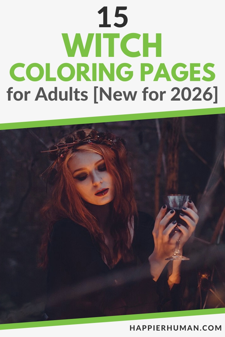 witch coloring page for adults | detailed witch illustration coloring | spooky witch line art