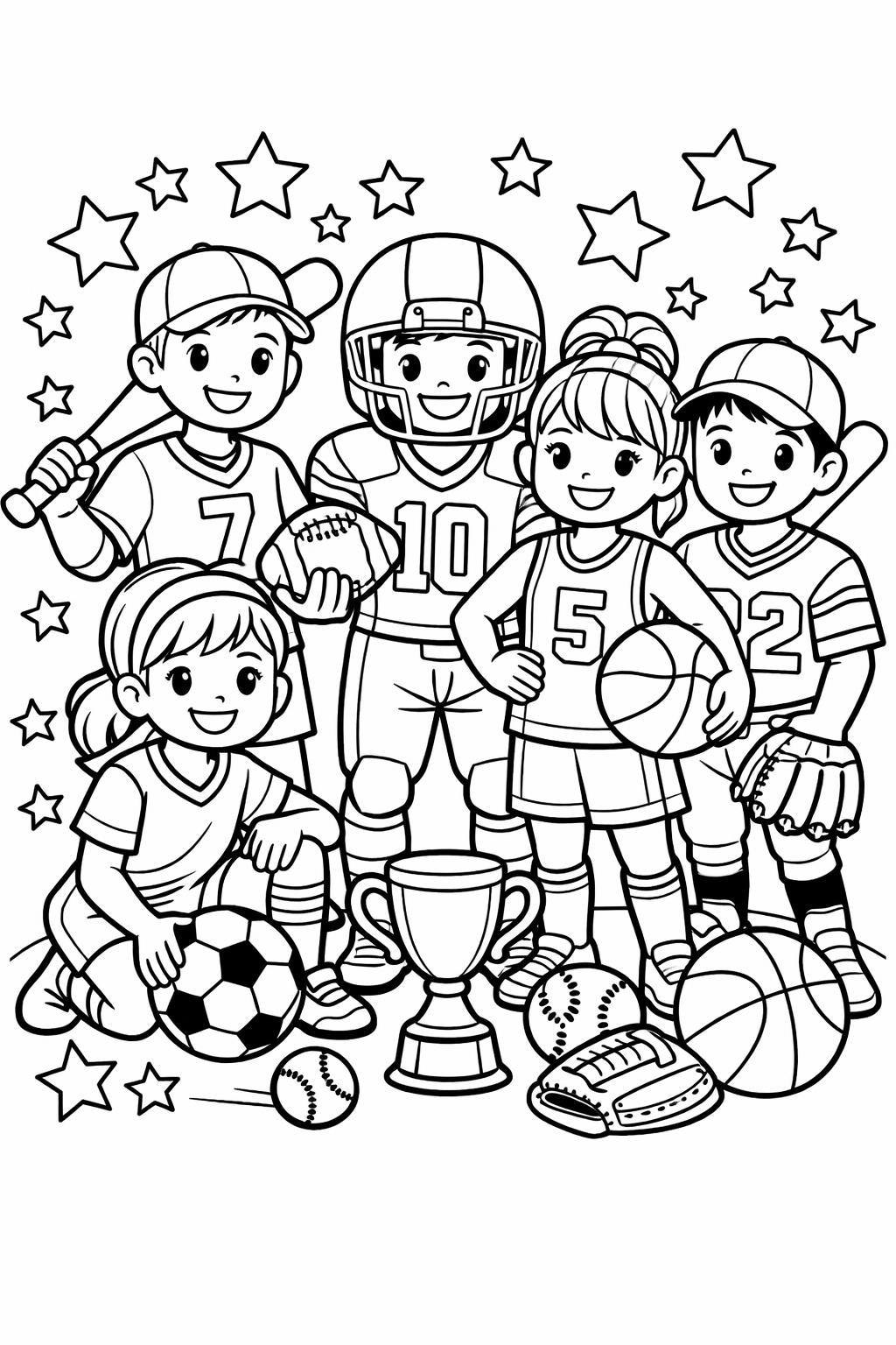 sports trophy coloring page | championship award design | winning sports illustration