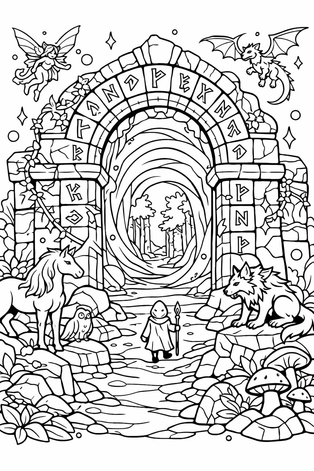dragon coloring page | fantasy dragon illustration | mythical creature artwork