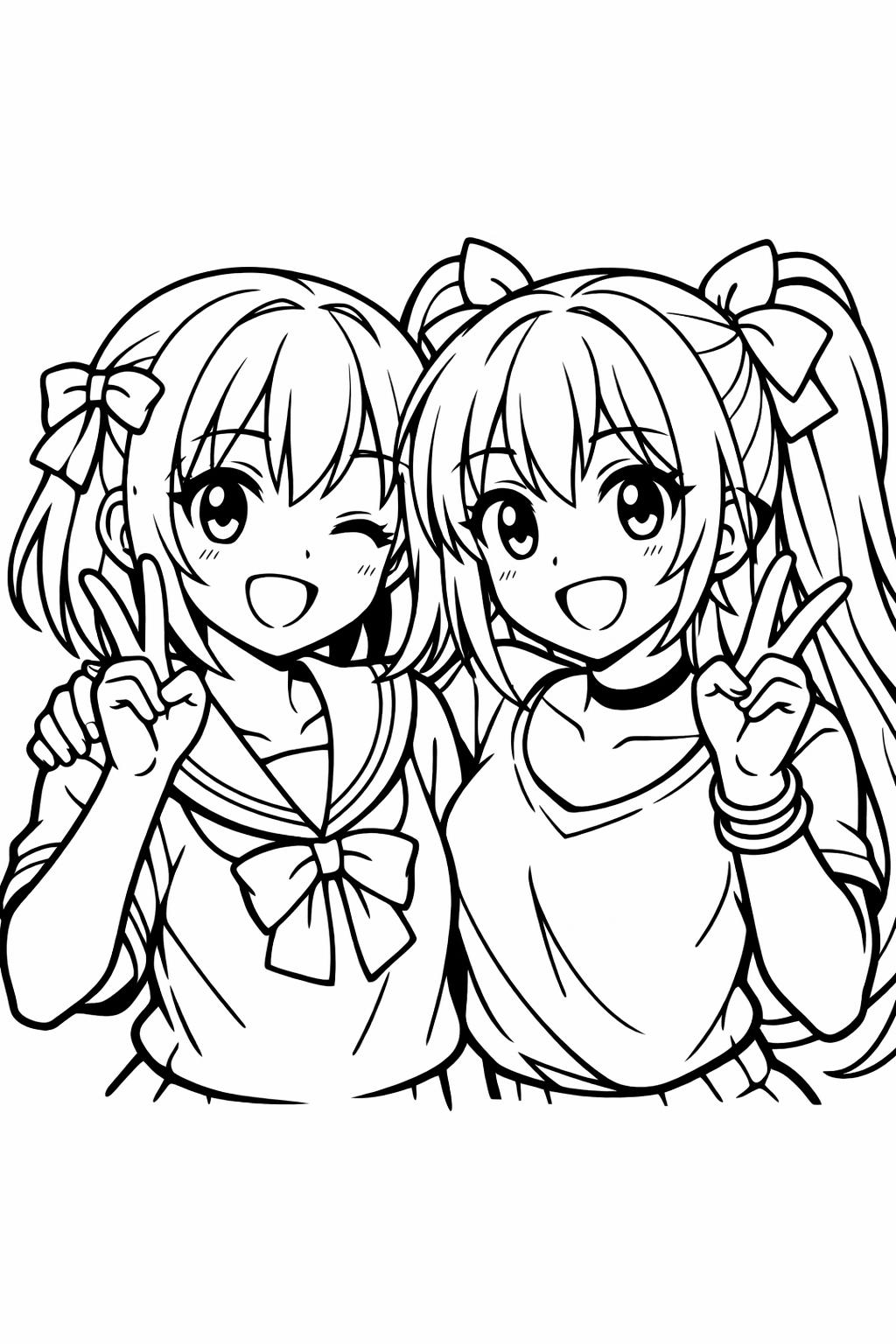 kawaii anime girl coloring | cute outfit design | playful character coloring sheet
