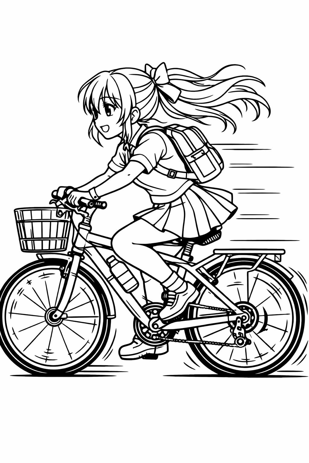 anime girl with flowers coloring | floral aesthetic art | soft cute design page