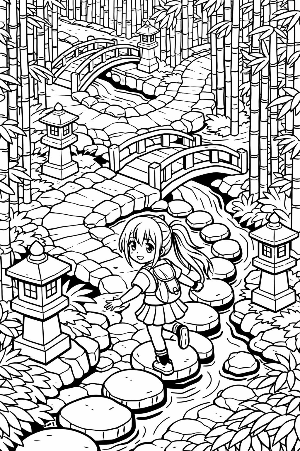 anime girl with stars coloring page | celestial kawaii design | fun artwork