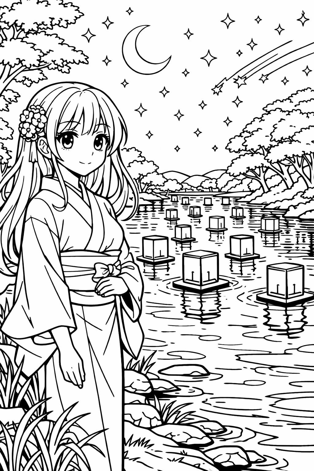 anime idol coloring page | cute performer illustration | printable coloring page