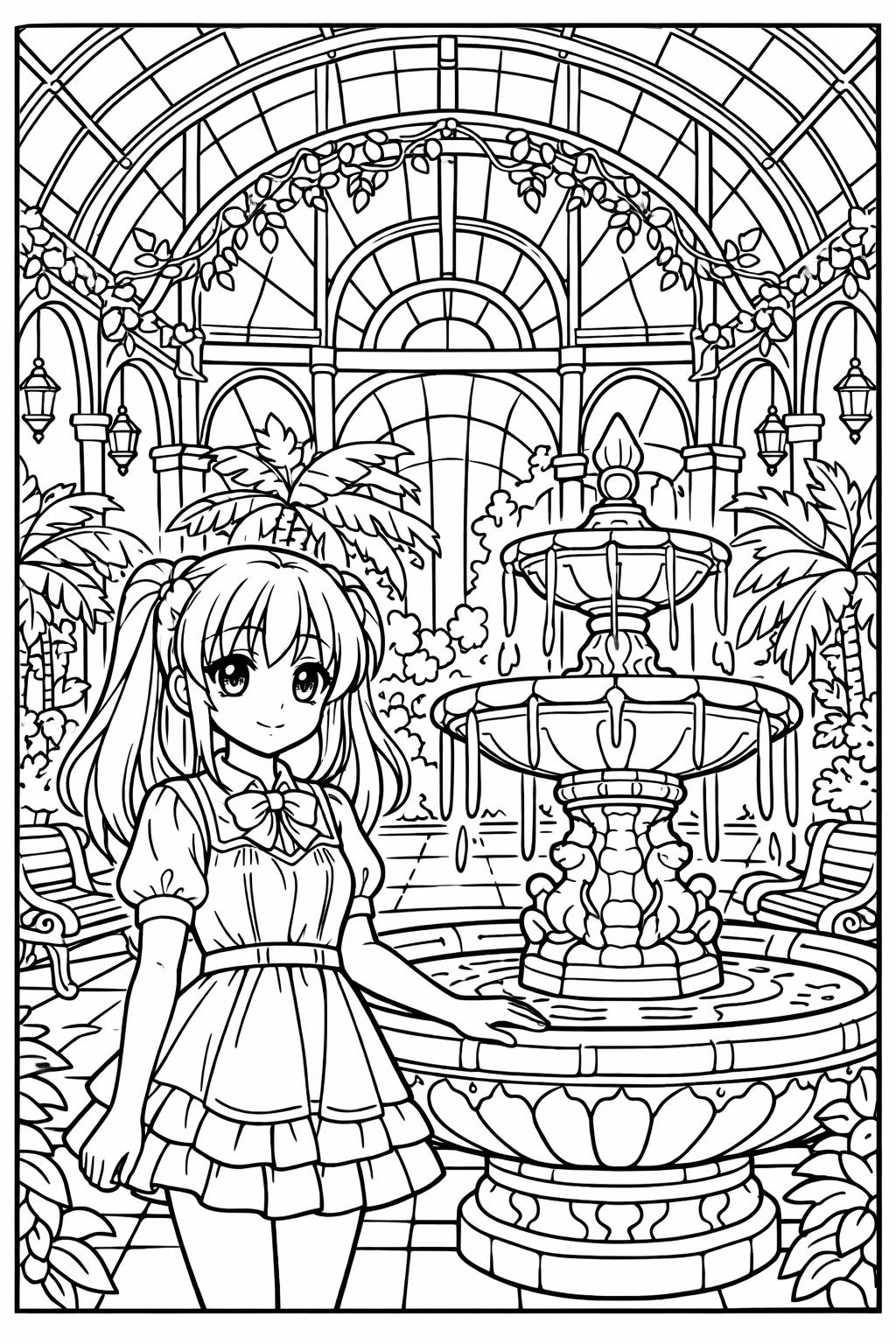 anime girl doodle coloring page | playful manga sketches | creative coloring sheet