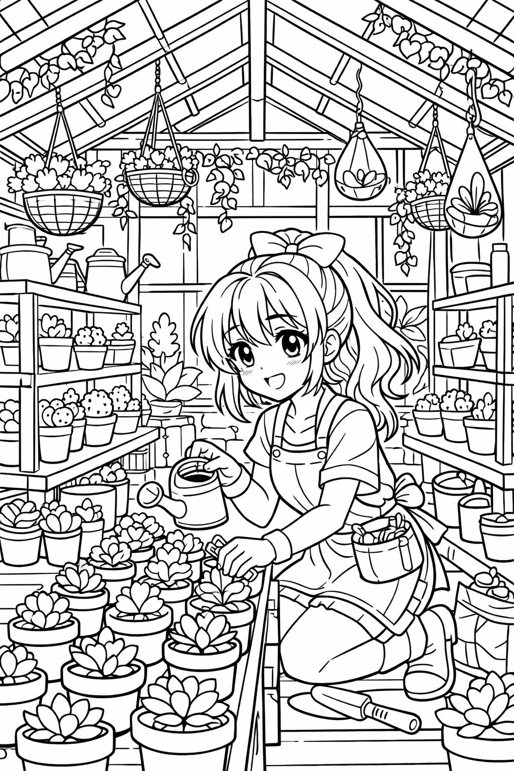 chibi anime girl coloring page | cute cartoon character | playful coloring sheet