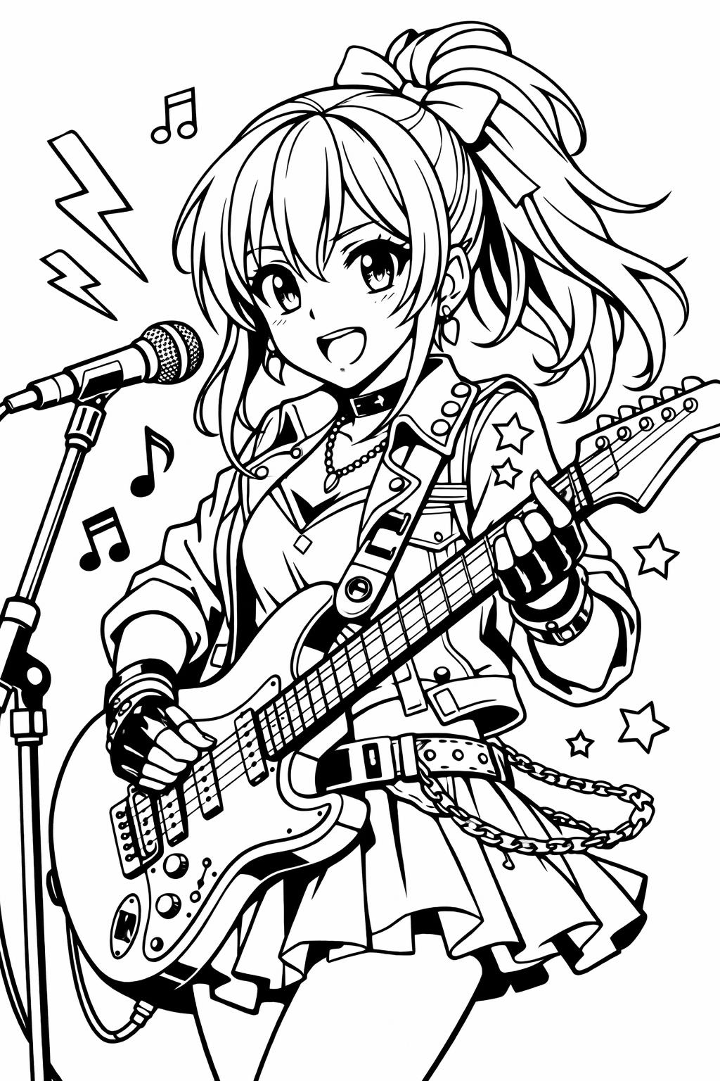 anime girl with headphones | music lover character | modern anime style art