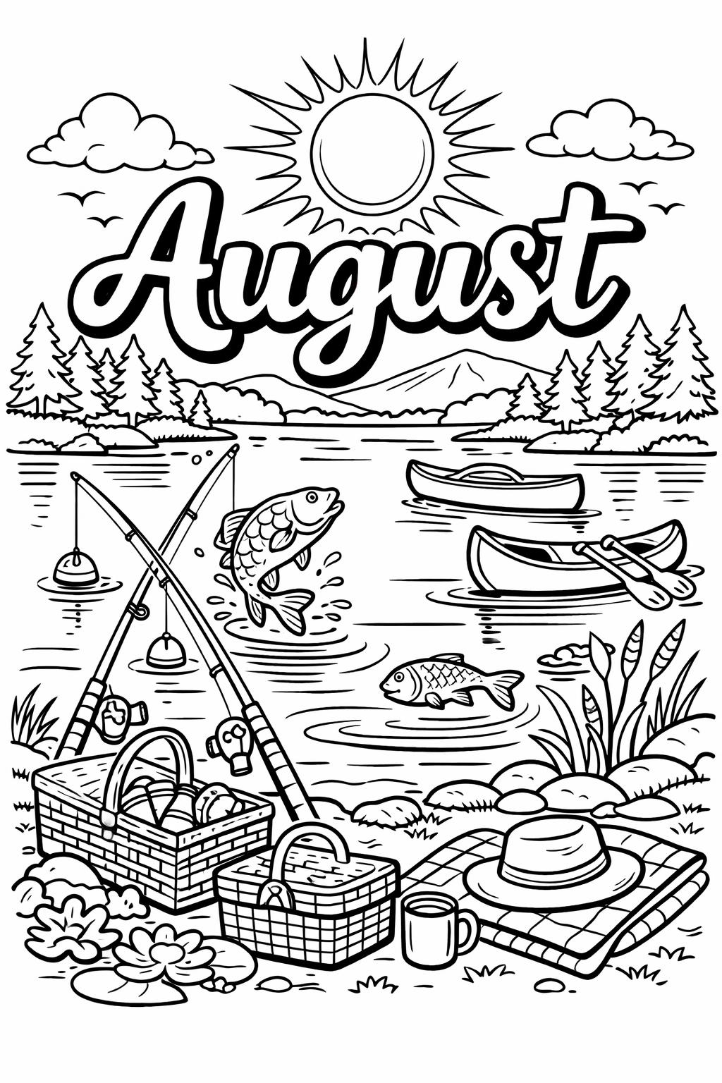 summer quote coloring page | inspirational August message | uplifting seasonal artwork