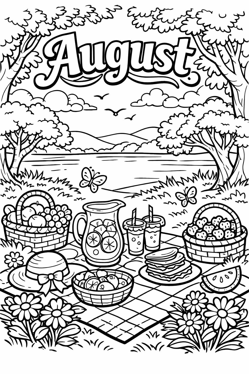 pool day coloring page | fun summer activity | cheerful vacation illustration