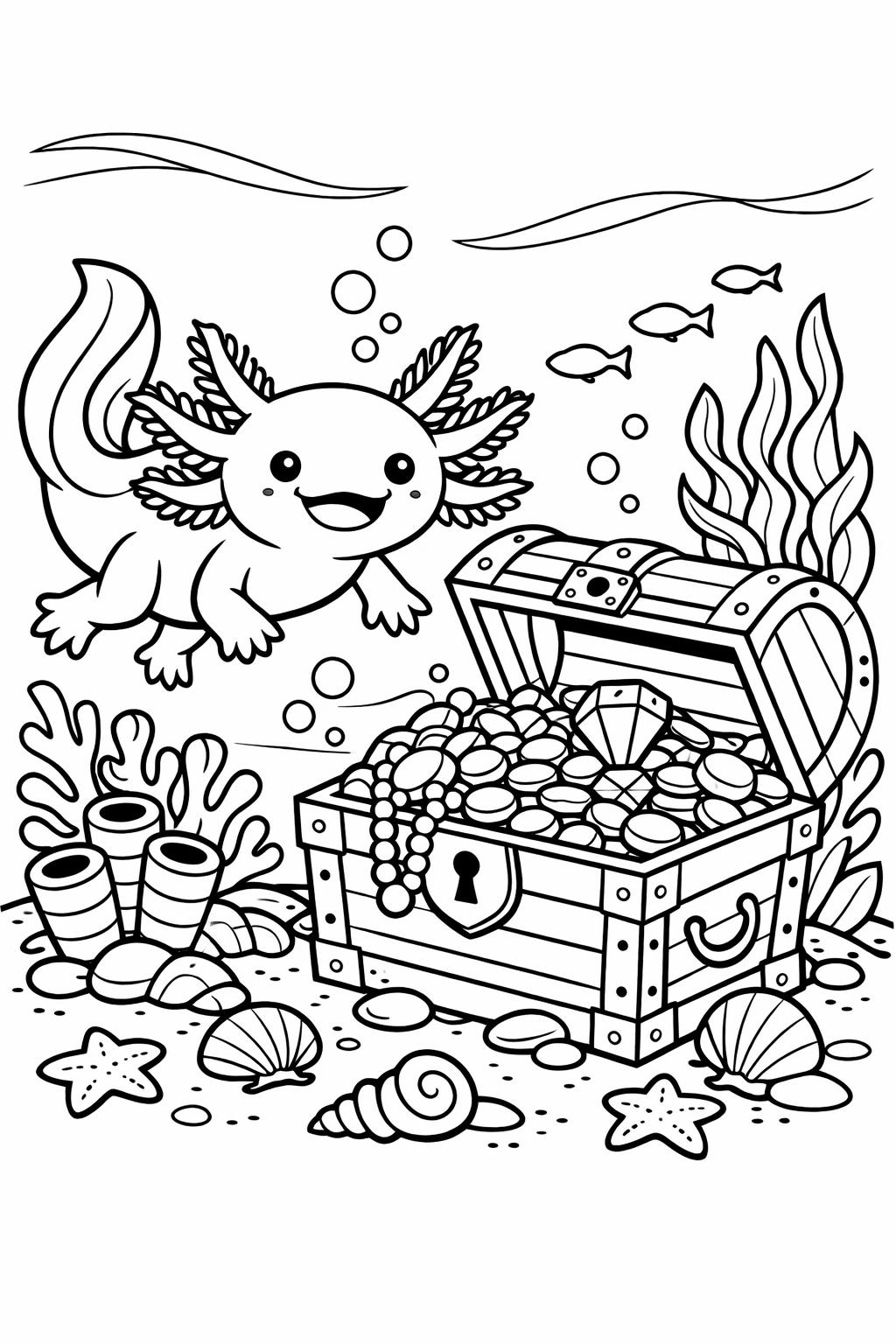 axolotl mandala coloring page | intricate aquatic patterns | calming artwork