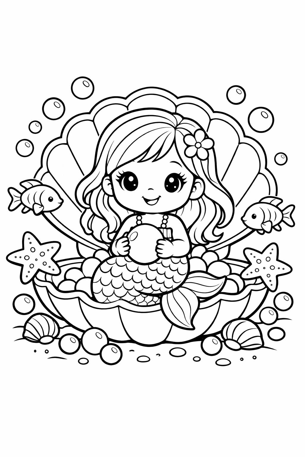 artistic mermaid coloring page | creative sea illustration | detailed fantasy design
