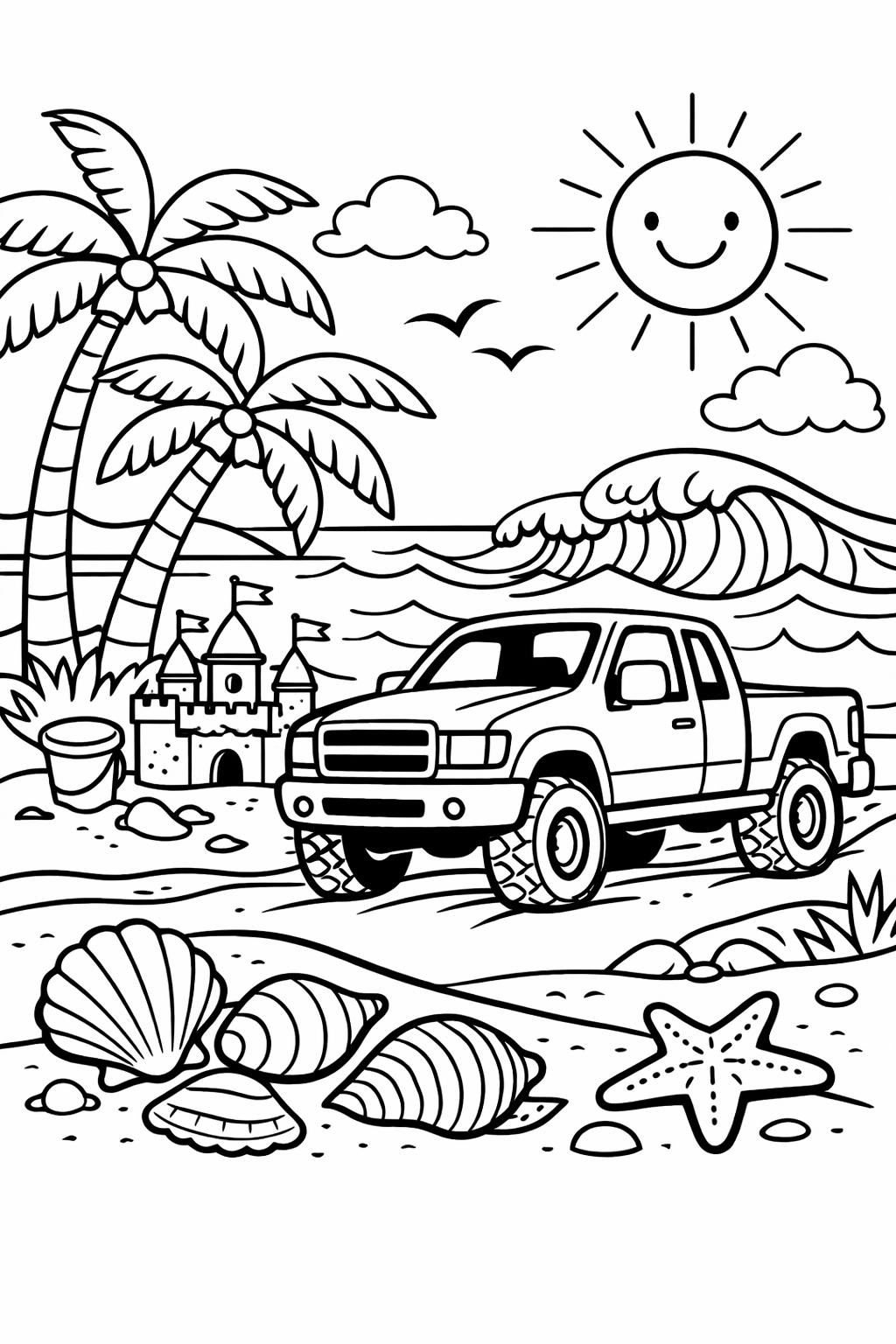 food truck coloring page | mobile restaurant illustration | playful vehicle design