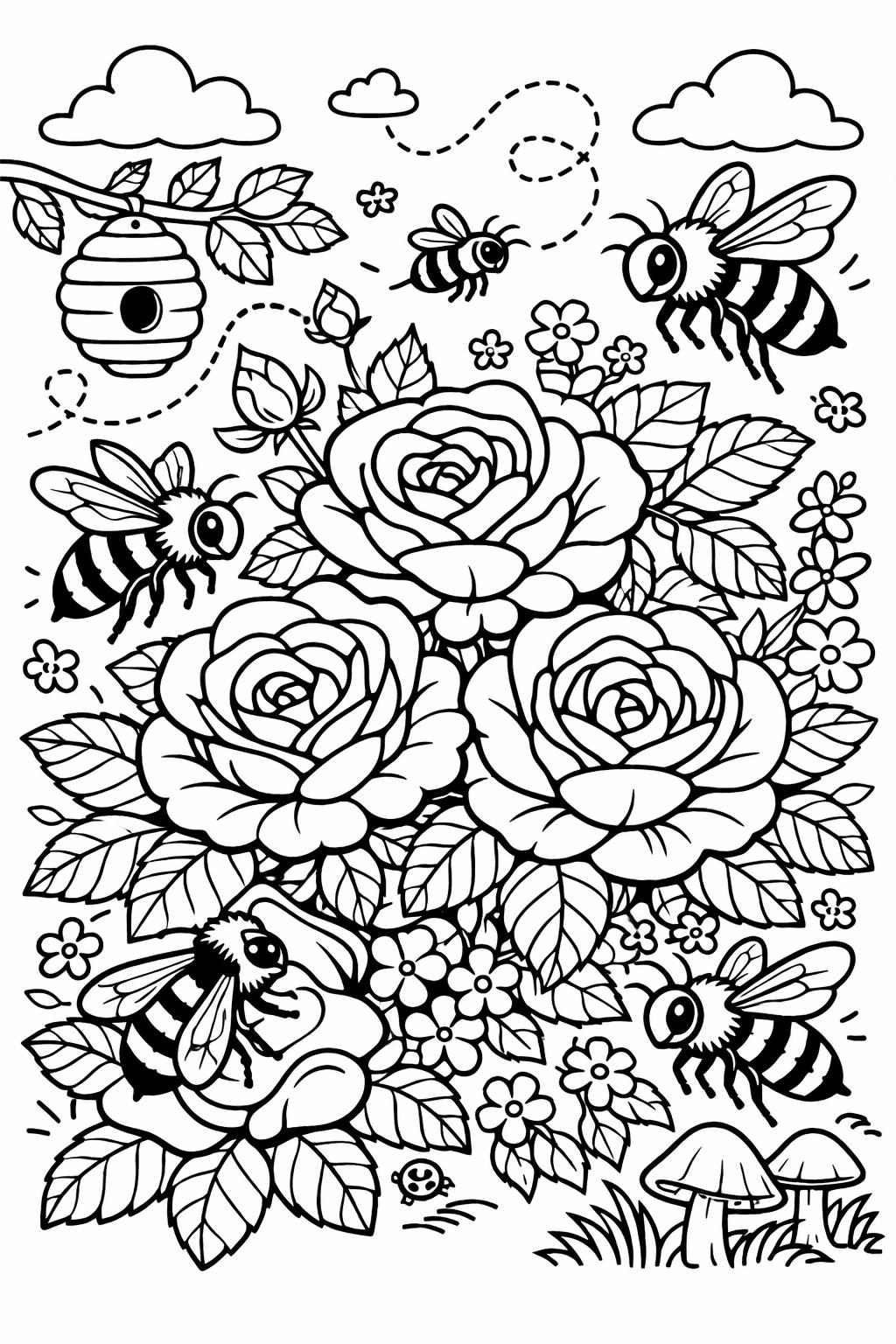 realistic rose coloring page | detailed flower artwork | botanical coloring page