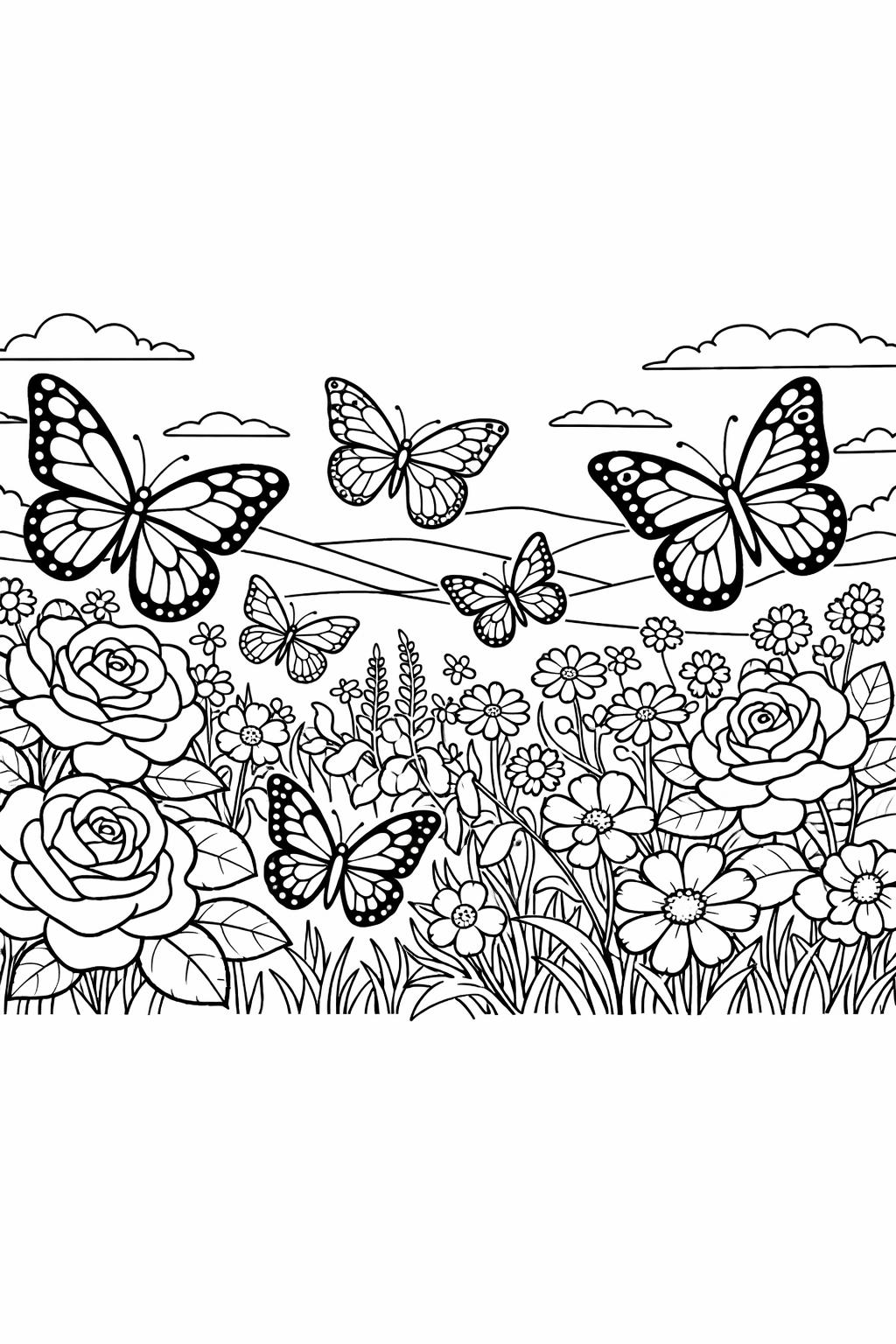 simple rose coloring page | easy flower outline | relaxing floral design