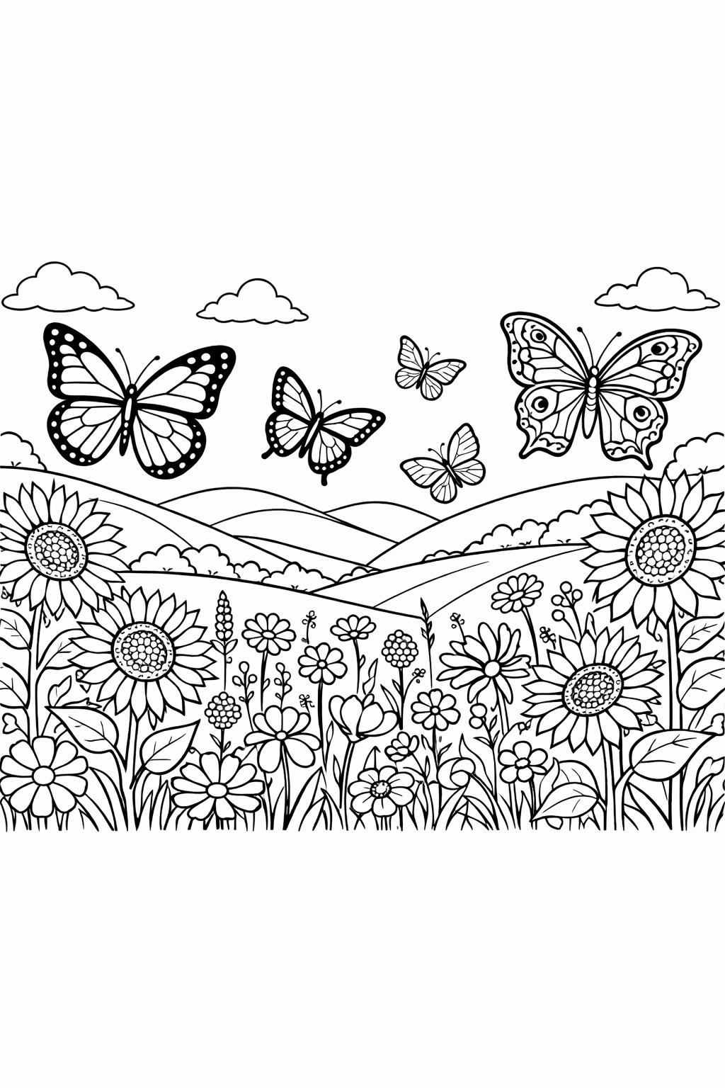 artistic sunflower coloring page | creative flower design | decorative botanical sheet