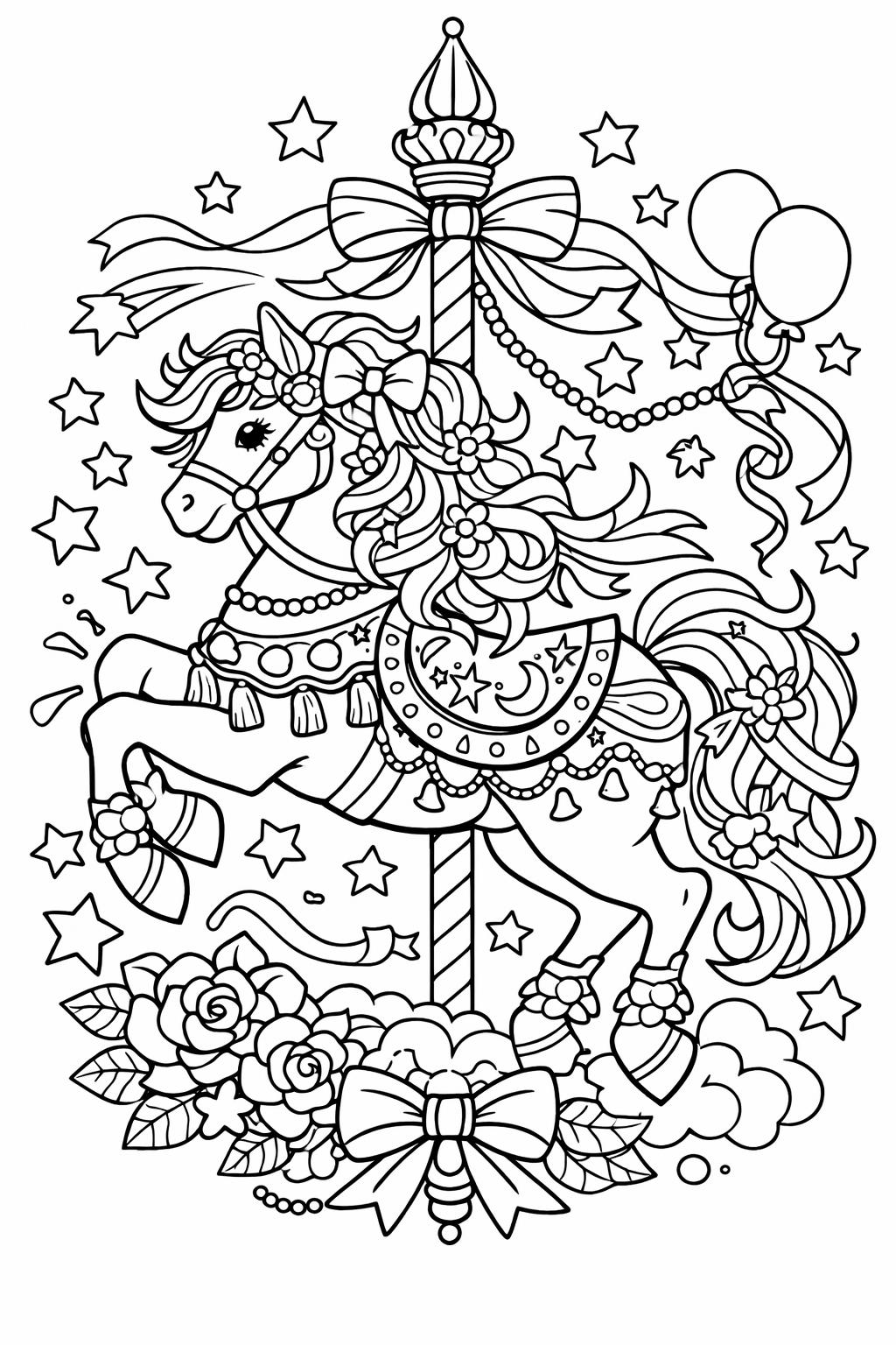 black horse coloring page | striking equine illustration | detailed coloring design