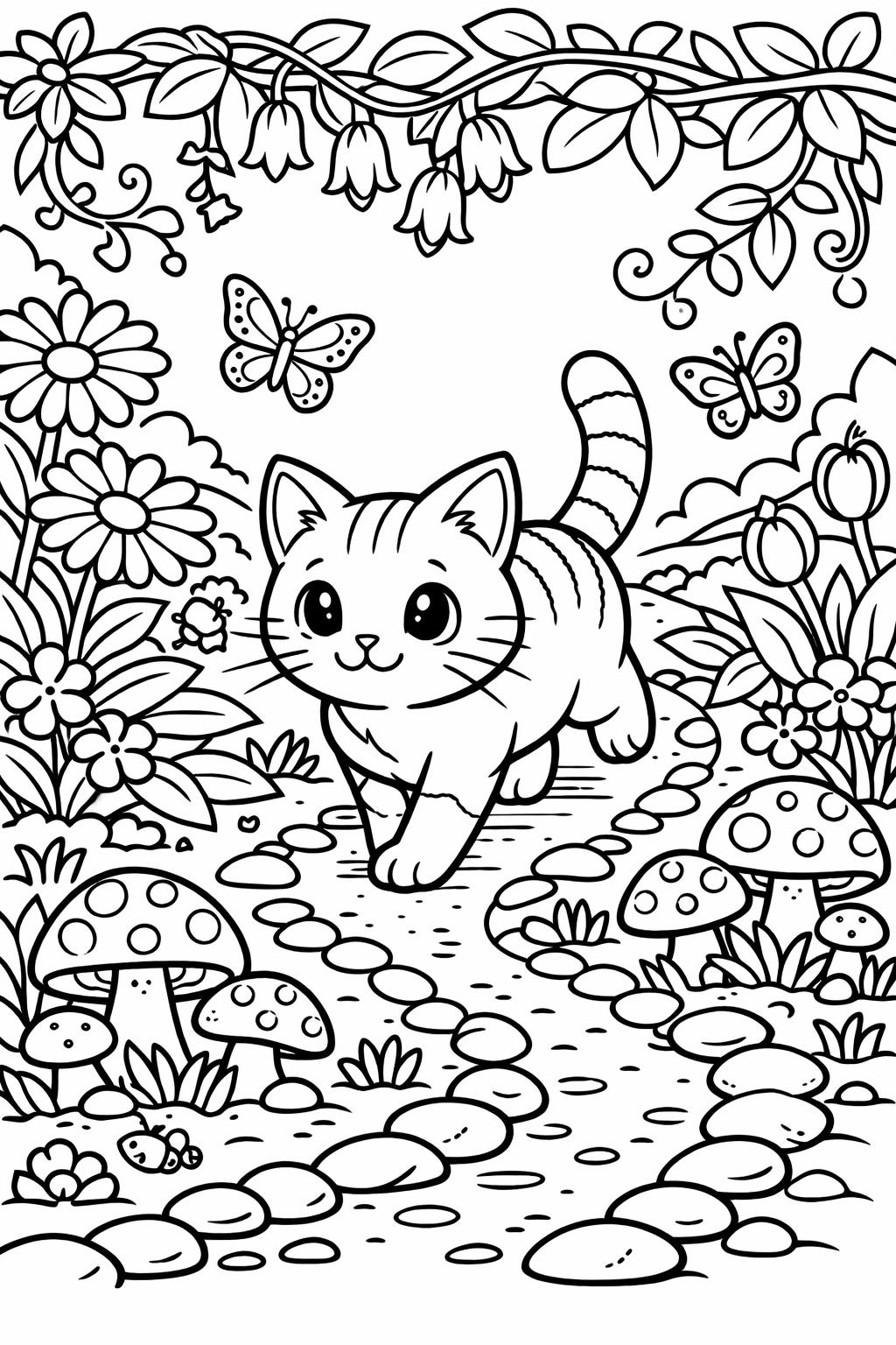 princess cat coloring page | fancy cat illustration | whimsical pet artwork