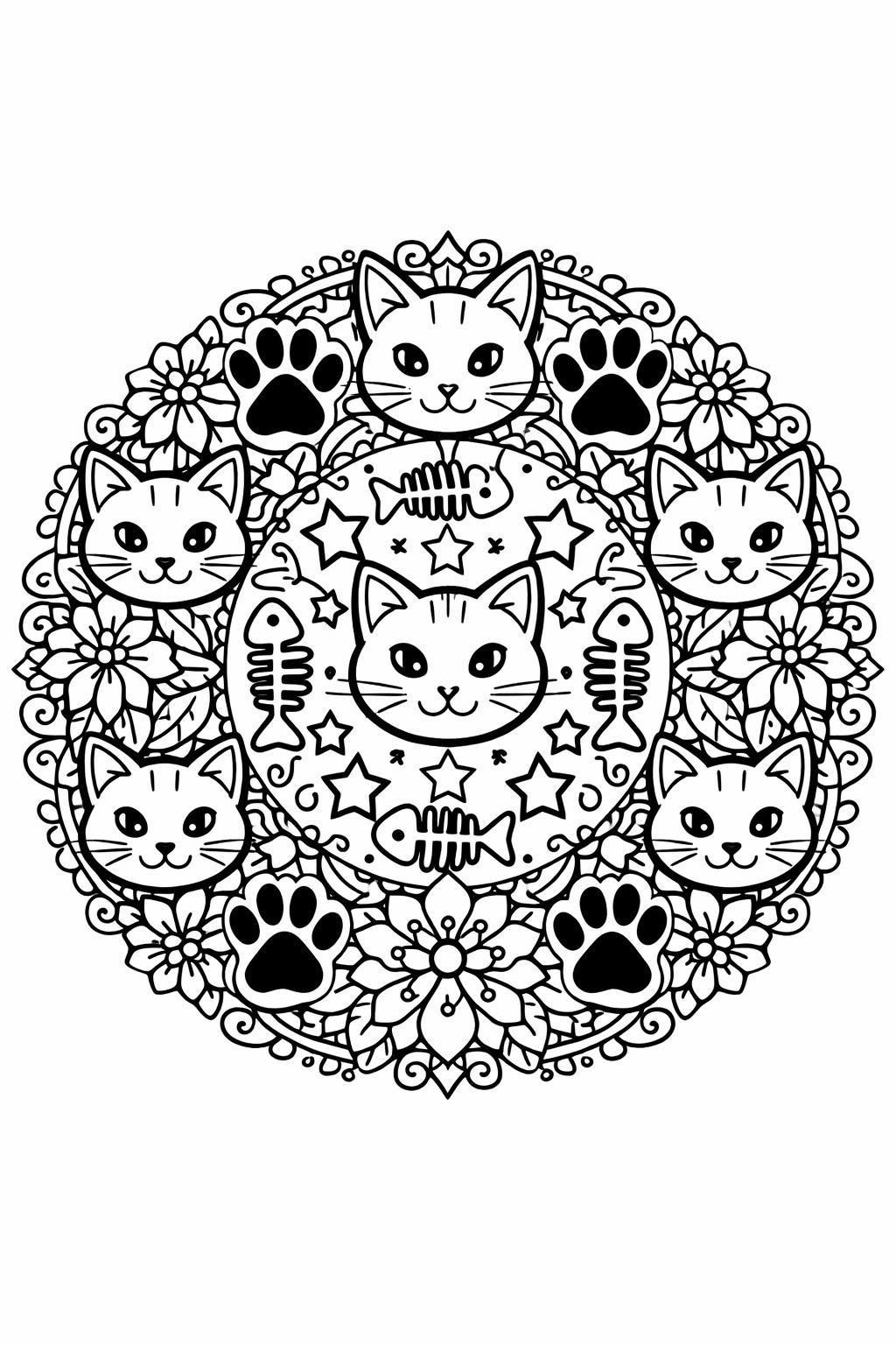 cat face coloring page | detailed feline portrait | artistic pet artwork