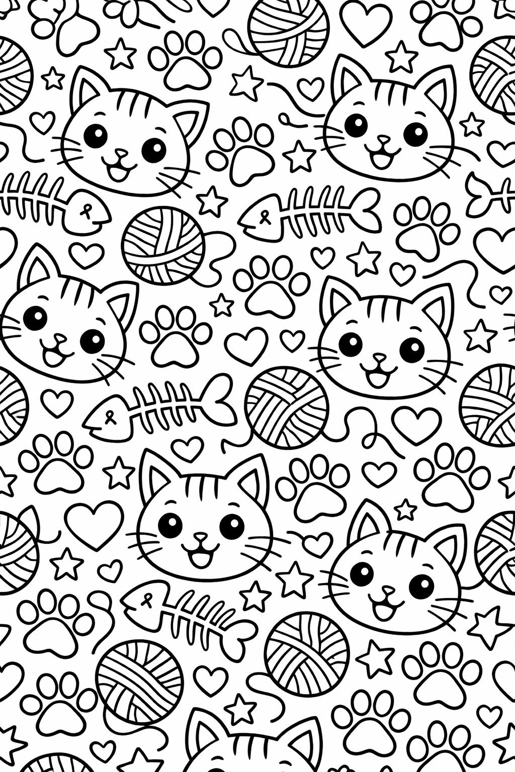 fantasy cat coloring page | magical feline design | whimsical coloring sheet