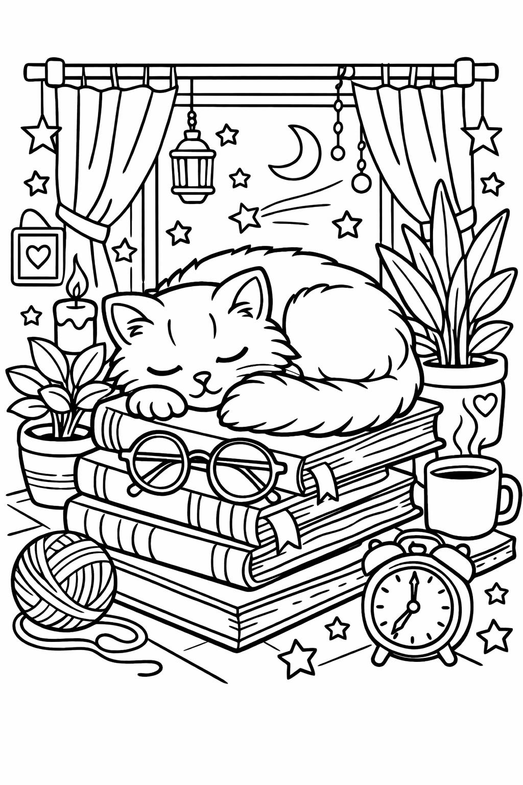cat doodle coloring page | playful cat sketches | creative coloring sheet